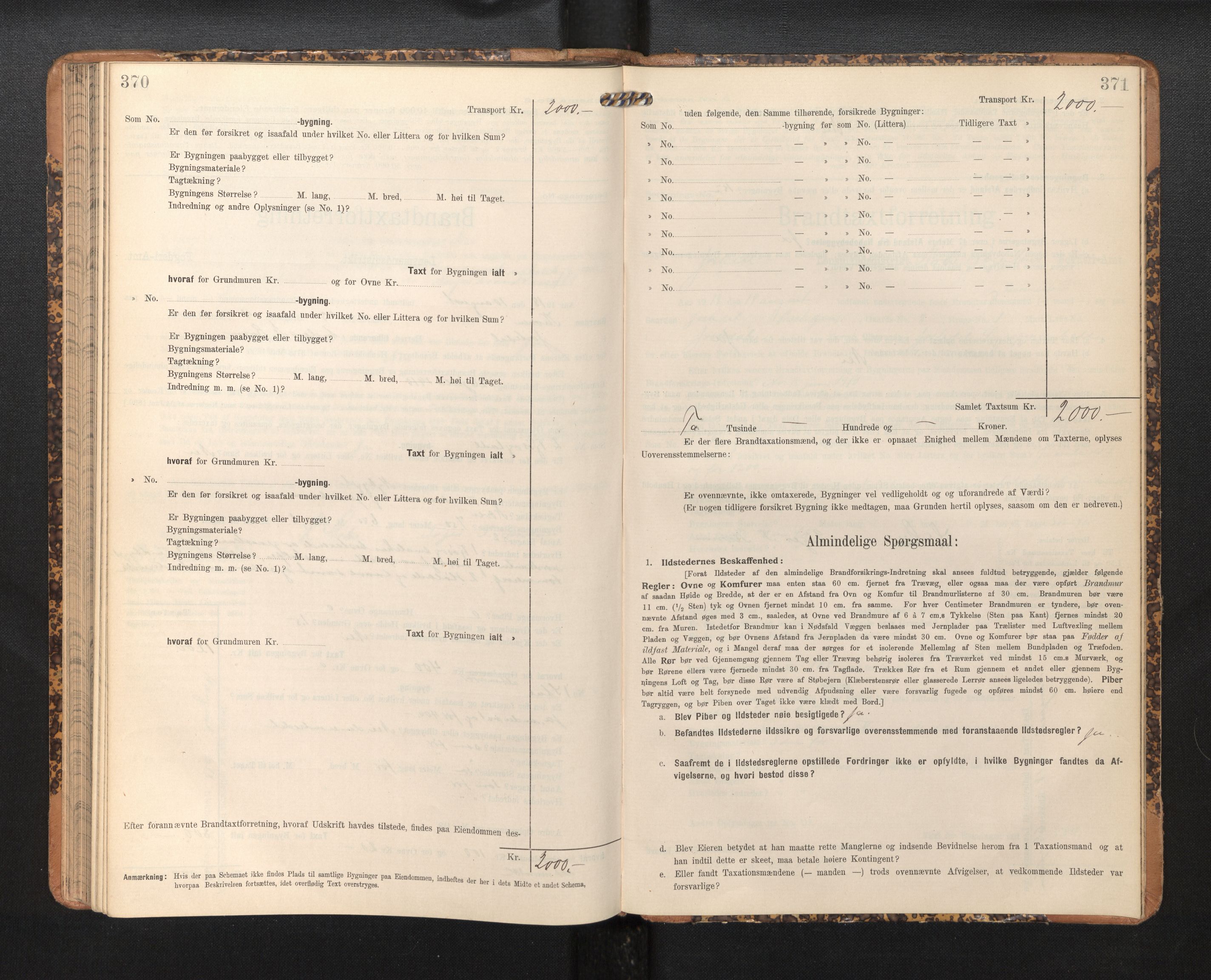 Lensmannen i Jostedal, SAB/A-28601/0012/L0004: Branntakstprotokoll, skjematakst, 1906-1919, s. 370-371