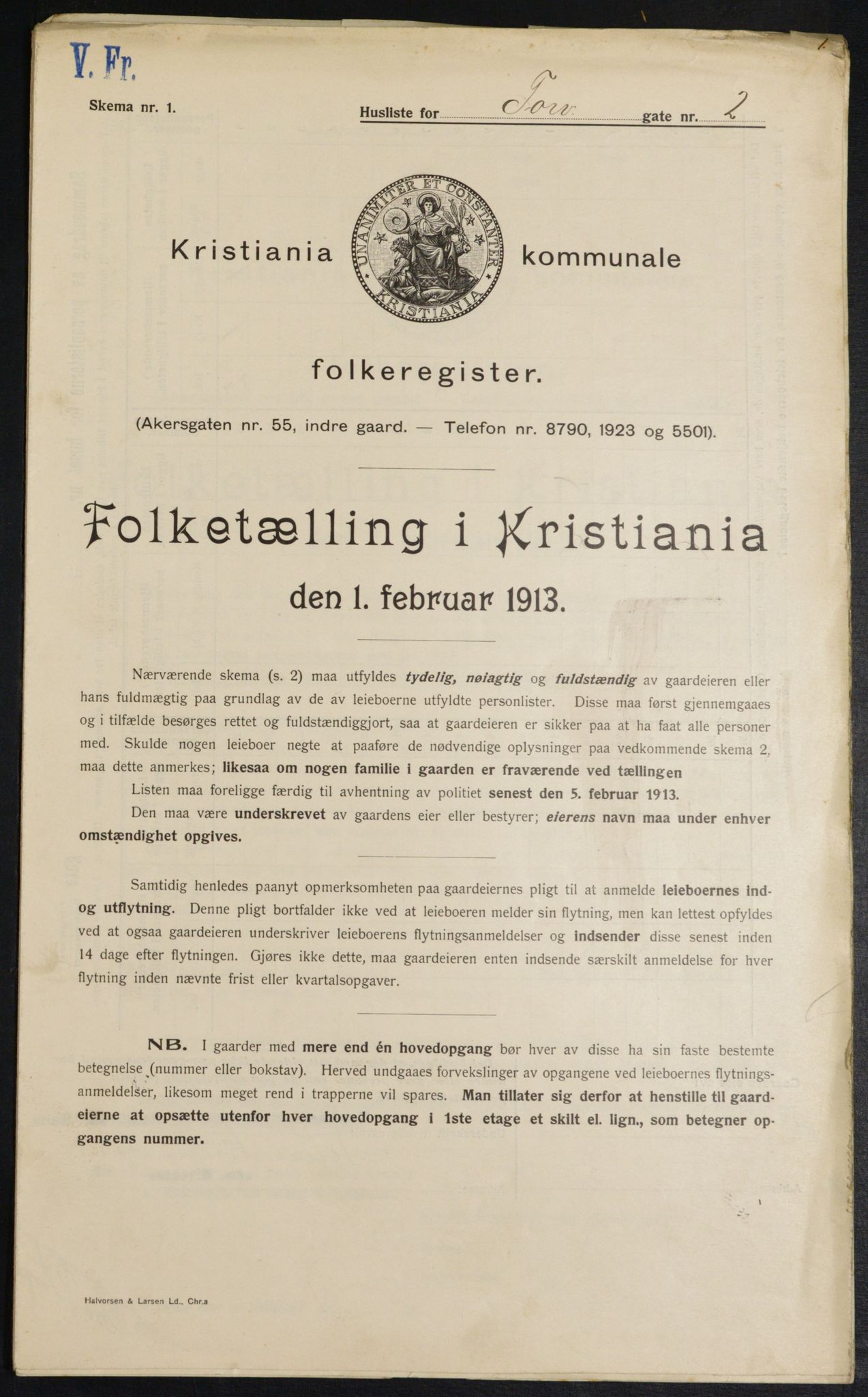 OBA, Kommunal folketelling 1.2.1913 for Kristiania, 1913, s. 113898