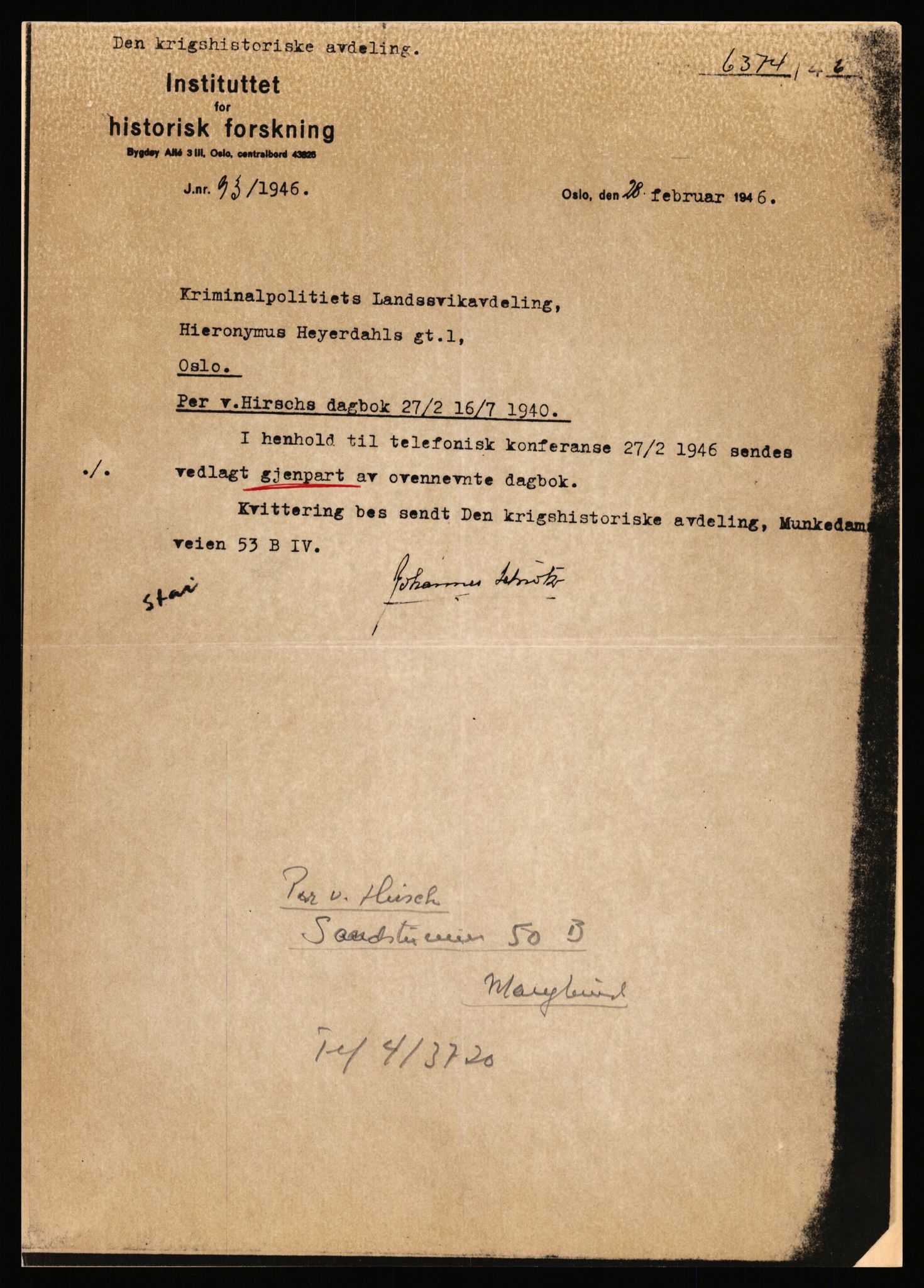 Forsvaret, Forsvarets krigshistoriske avdeling, AV/RA-RAFA-2017/Y/Yb/L0140: II-C-11-611-620  -  6. Divisjon, 1940-1966, s. 110