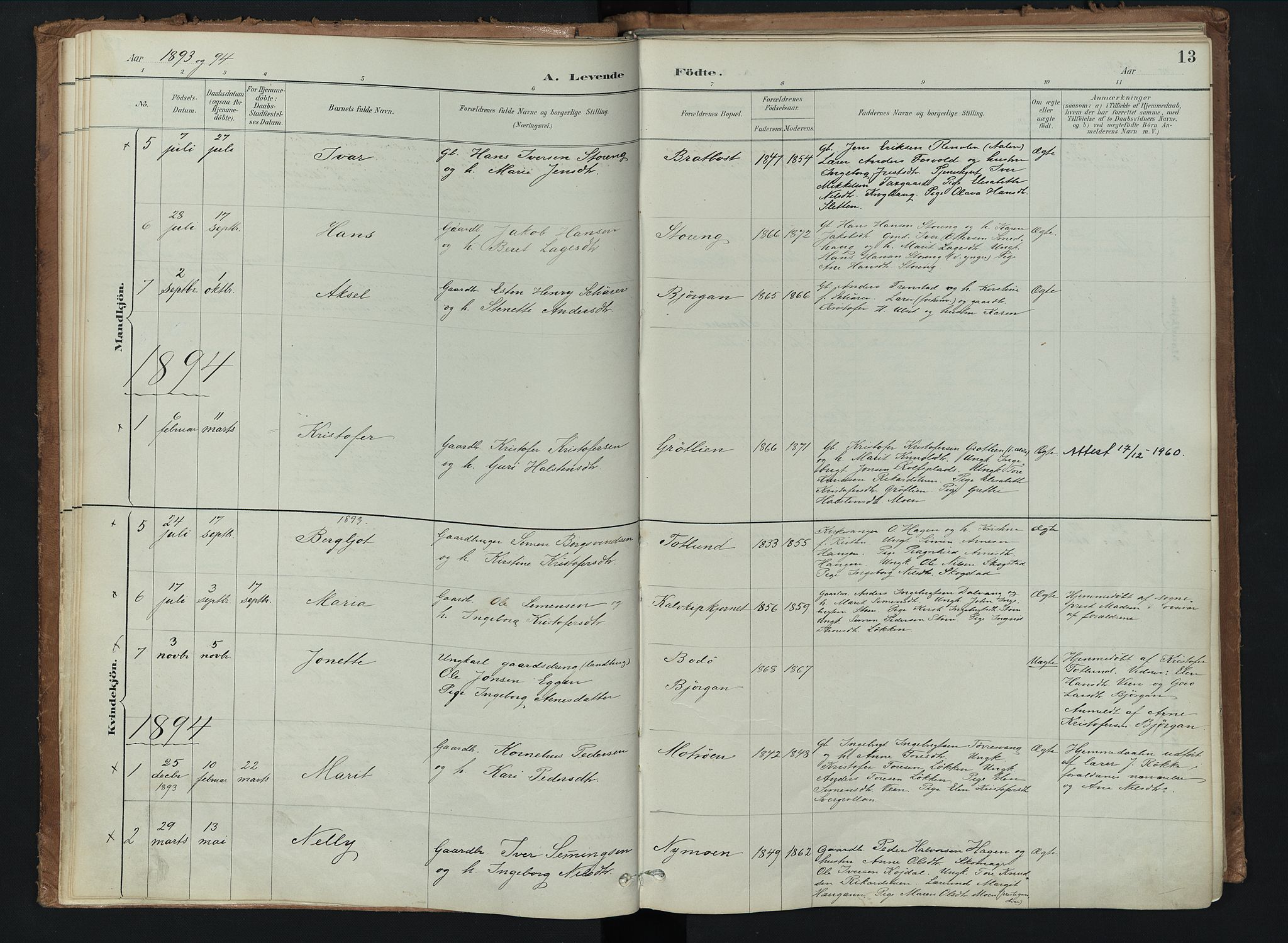Kvikne prestekontor, AV/SAH-PREST-064/H/Ha/Haa/L0008: Ministerialbok nr. 8, 1887-1911, s. 13