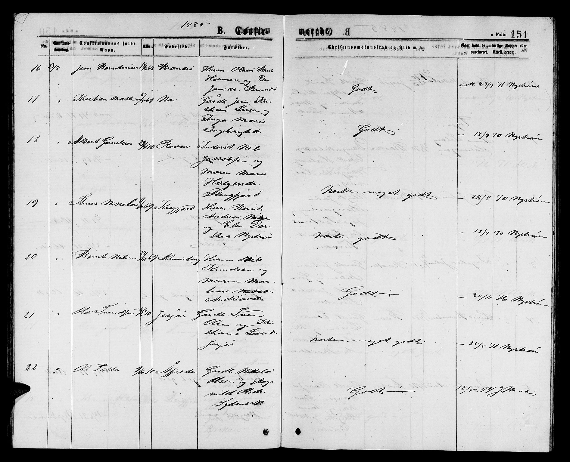 Ministerialprotokoller, klokkerbøker og fødselsregistre - Sør-Trøndelag, SAT/A-1456/657/L0715: Klokkerbok nr. 657C02, 1873-1888, s. 151