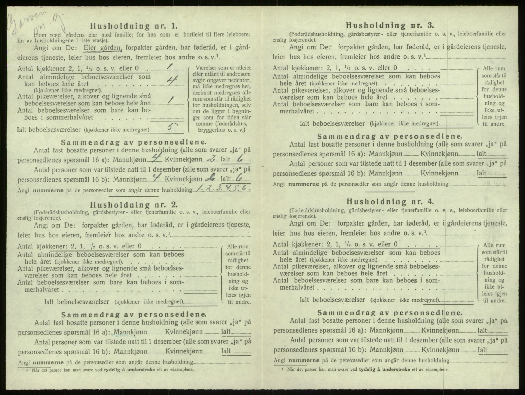 SAB, Folketelling 1920 for 1250 Haus herred, 1920, s. 834