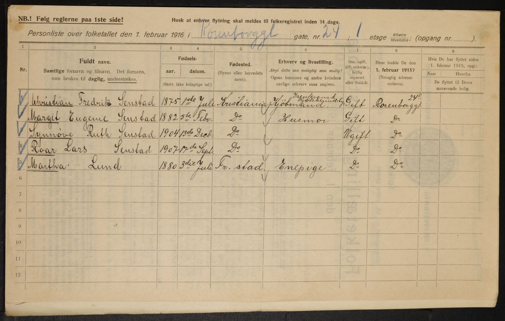 OBA, Kommunal folketelling 1.2.1916 for Kristiania, 1916, s. 85822