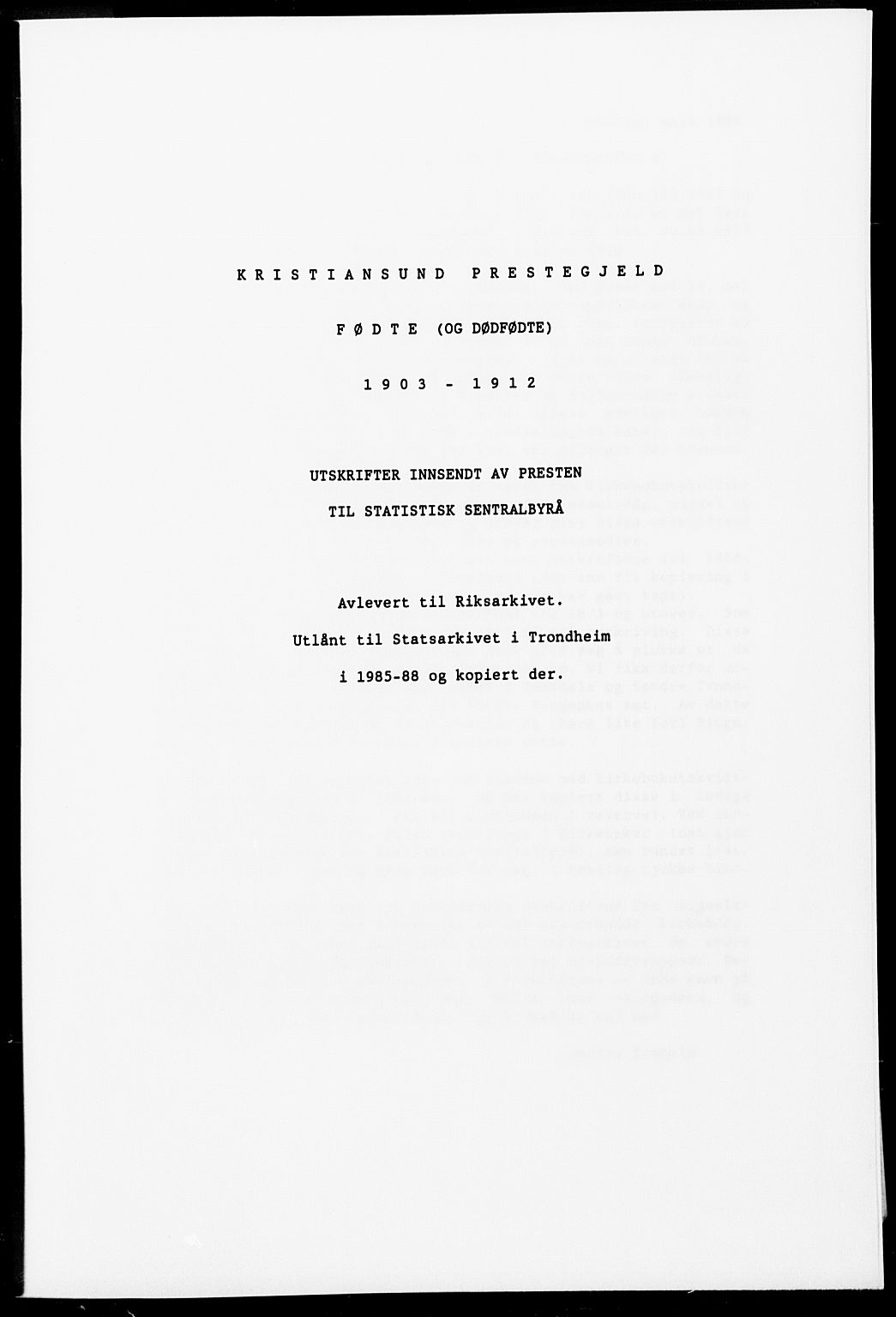 Ministerialprotokoller, klokkerbøker og fødselsregistre - Møre og Romsdal, AV/SAT-A-1454/572/L0858: Ministerialbok nr. 572D02, 1903-1912