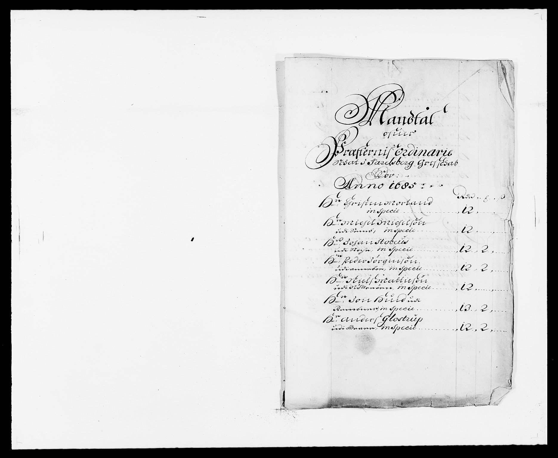 Rentekammeret inntil 1814, Reviderte regnskaper, Fogderegnskap, AV/RA-EA-4092/R32/L1856: Fogderegnskap Jarlsberg grevskap, 1685, s. 355