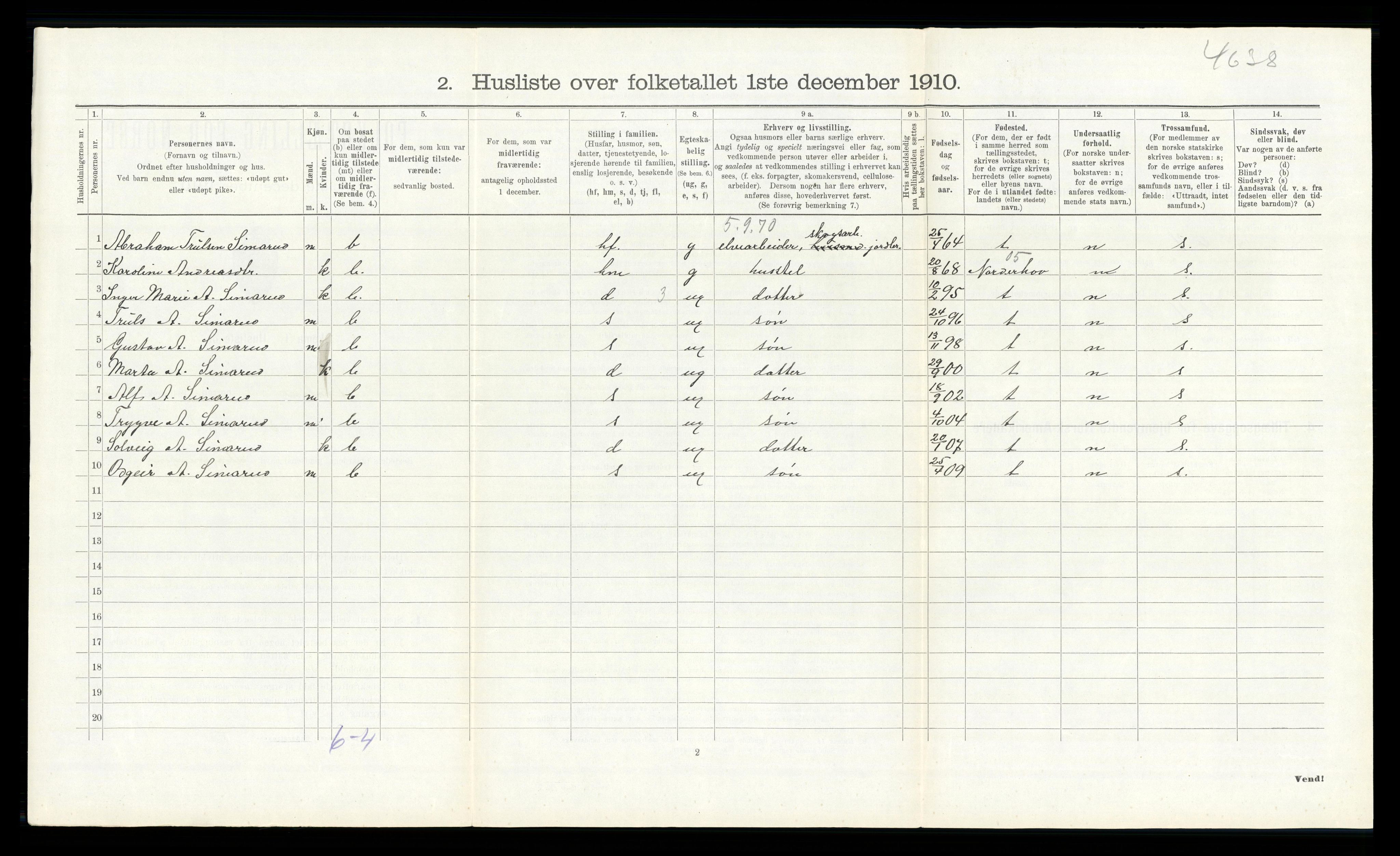 RA, Folketelling 1910 for 0614 Ådal herred, 1910, s. 278