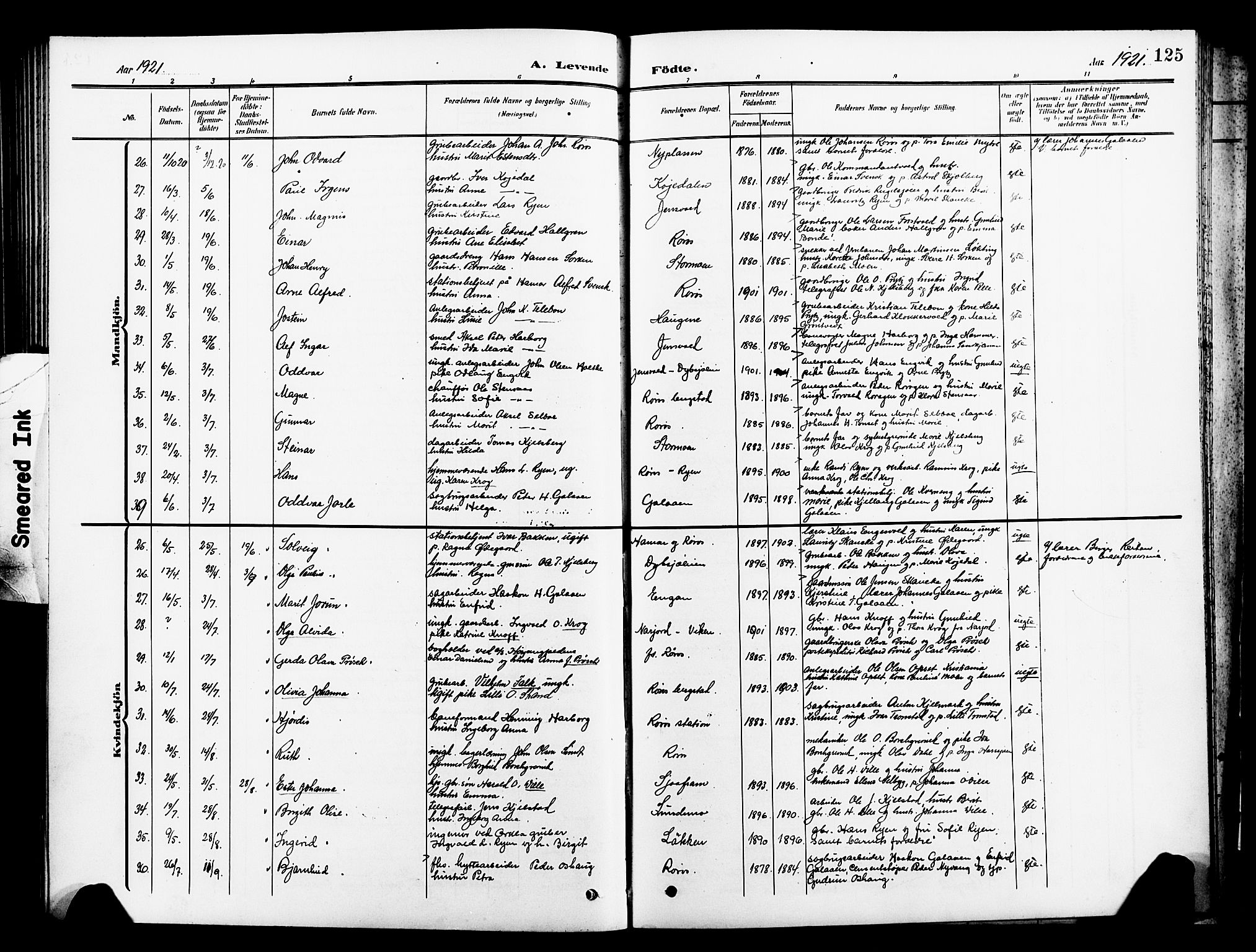 Ministerialprotokoller, klokkerbøker og fødselsregistre - Sør-Trøndelag, SAT/A-1456/681/L0942: Klokkerbok nr. 681C06, 1906-1925, s. 125