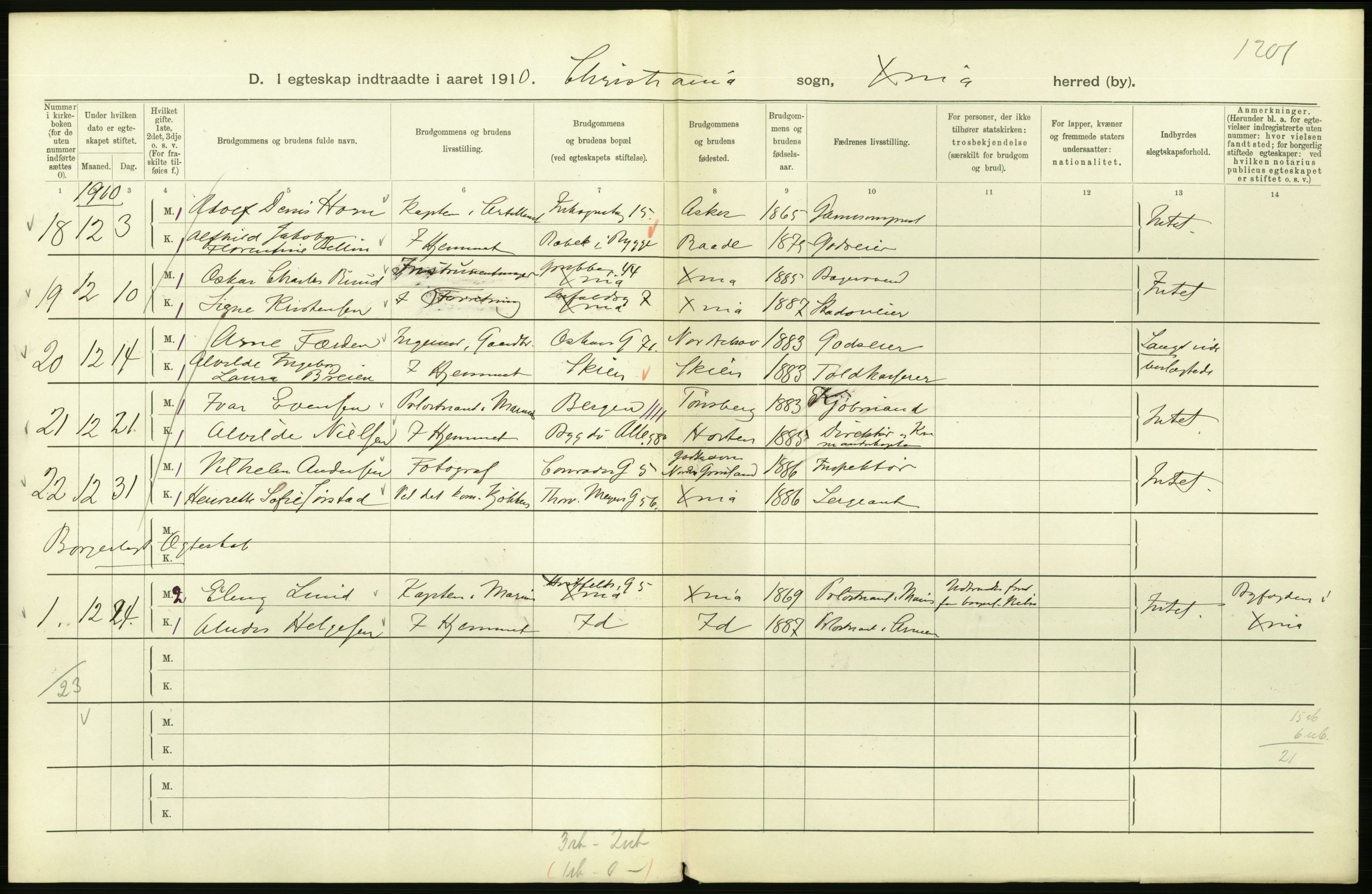 Statistisk sentralbyrå, Sosiodemografiske emner, Befolkning, AV/RA-S-2228/D/Df/Dfa/Dfah/L0009: Kristiania: Gifte og dødfødte., 1910, s. 540