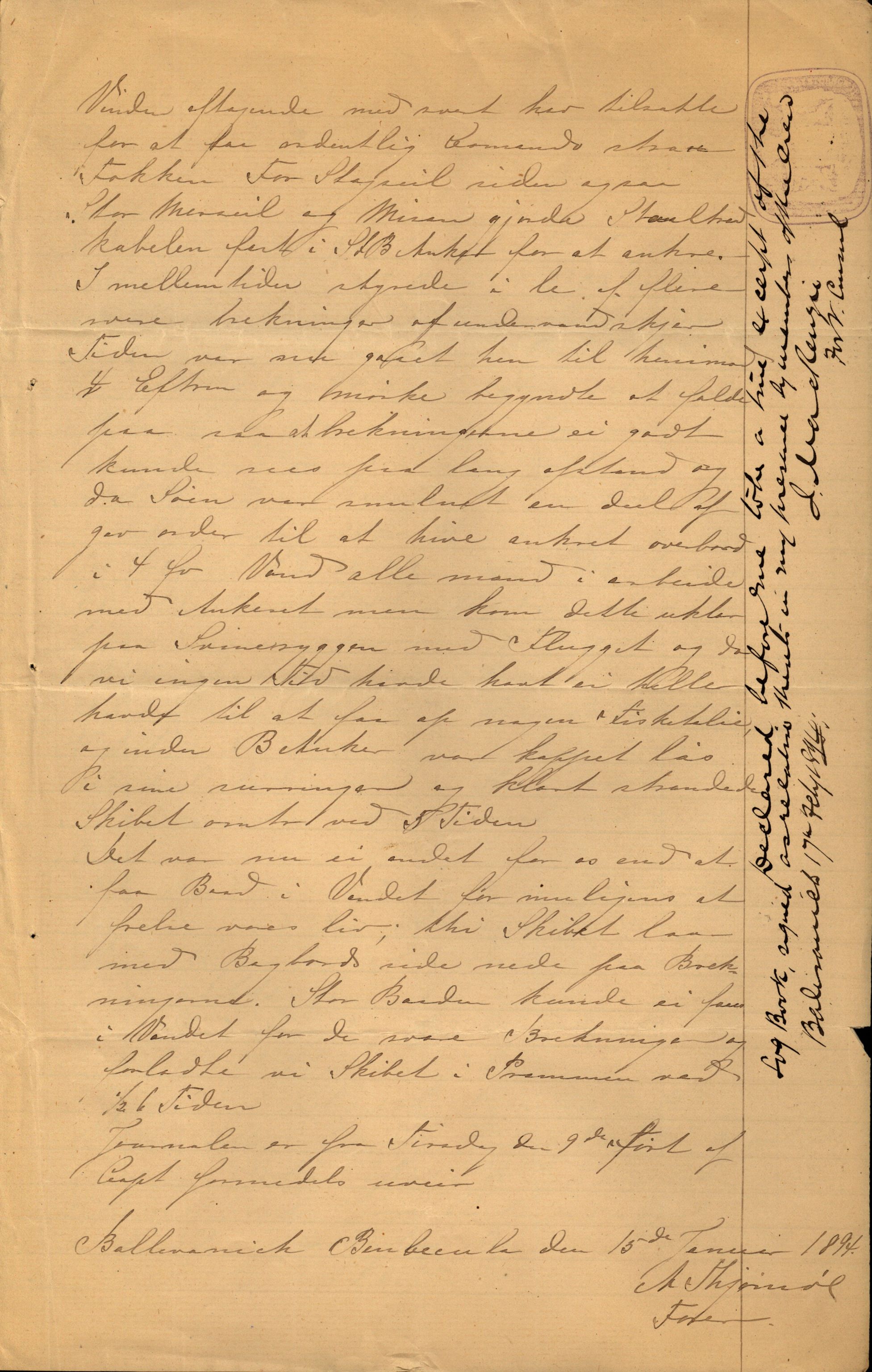 Pa 63 - Østlandske skibsassuranceforening, VEMU/A-1079/G/Ga/L0030/0008: Havaridokumenter / Skjoldmoen, Dalerne, Union, 1894, s. 14