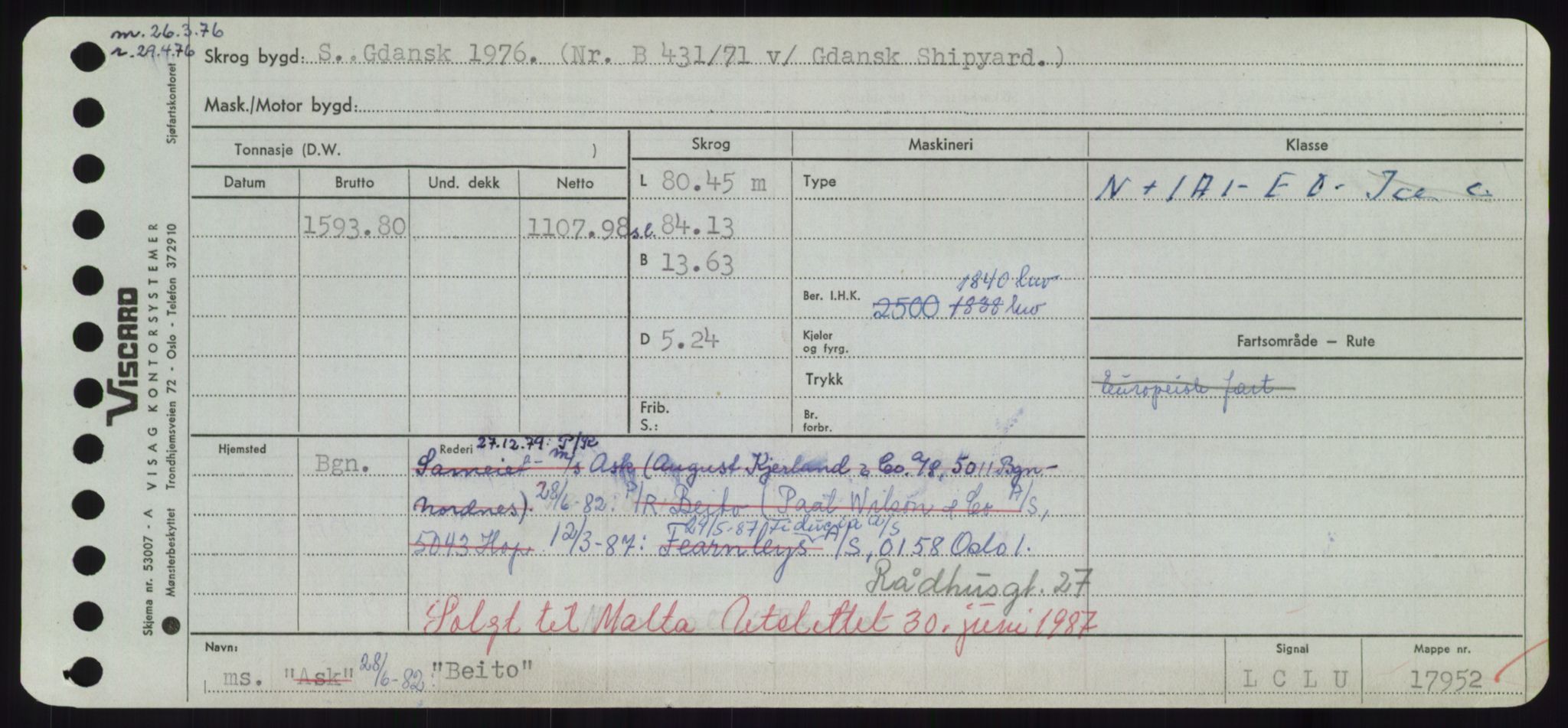 Sjøfartsdirektoratet med forløpere, Skipsmålingen, AV/RA-S-1627/H/Hd/L0003: Fartøy, B-Bev, s. 469