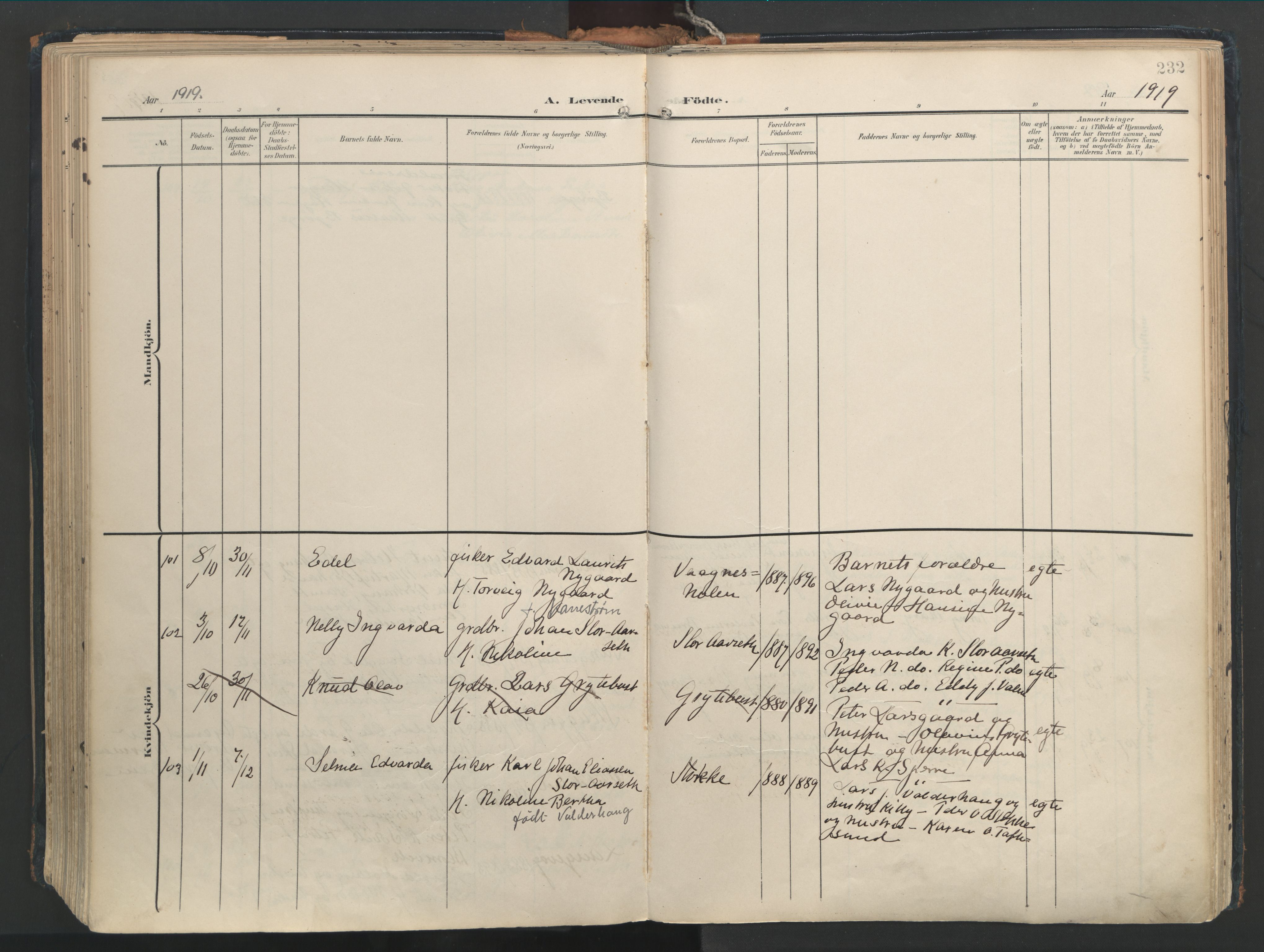 Ministerialprotokoller, klokkerbøker og fødselsregistre - Møre og Romsdal, AV/SAT-A-1454/528/L0411: Ministerialbok nr. 528A20, 1907-1920, s. 232