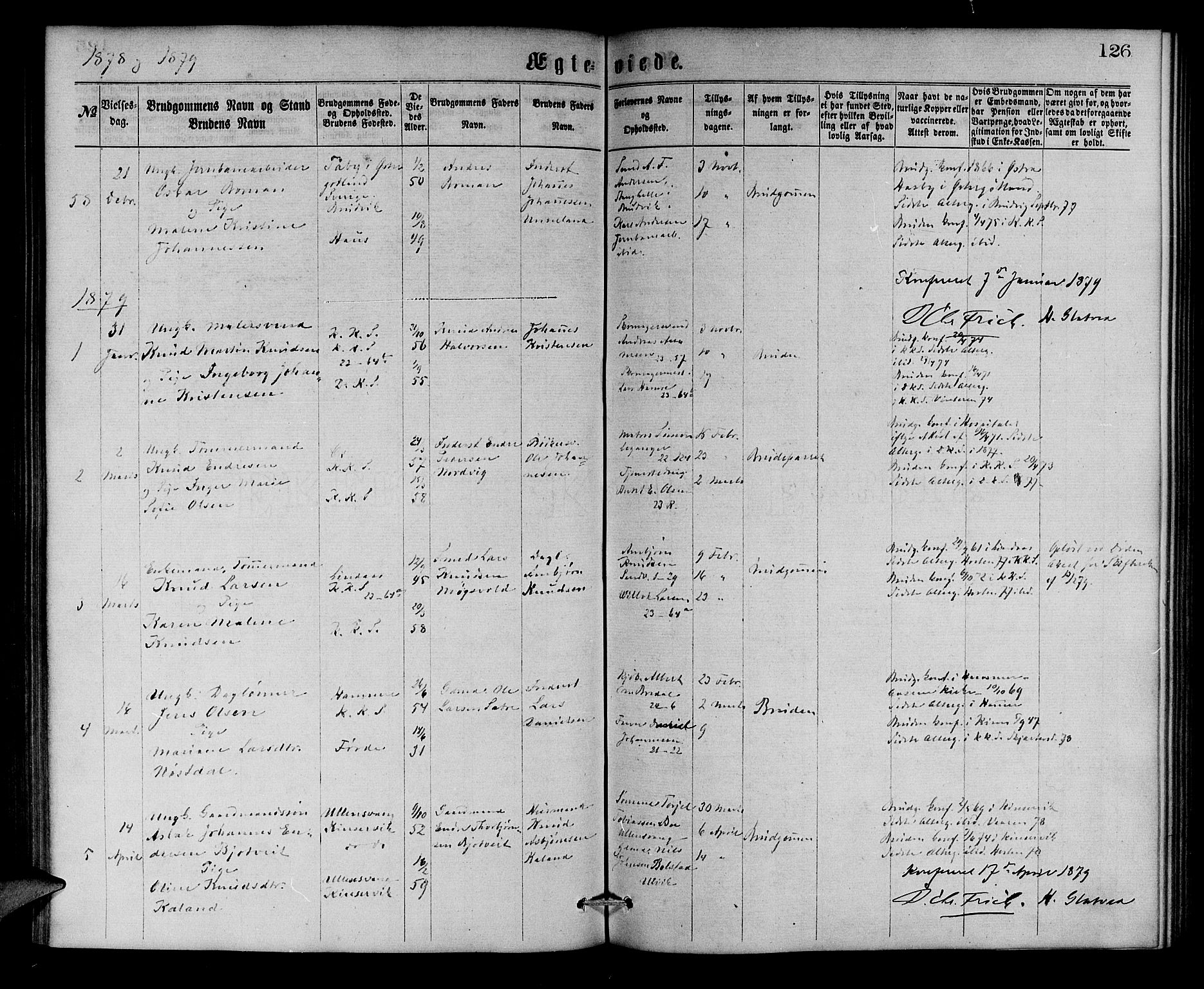 Korskirken sokneprestembete, AV/SAB-A-76101/H/Hab: Klokkerbok nr. D 2, 1867-1886, s. 126