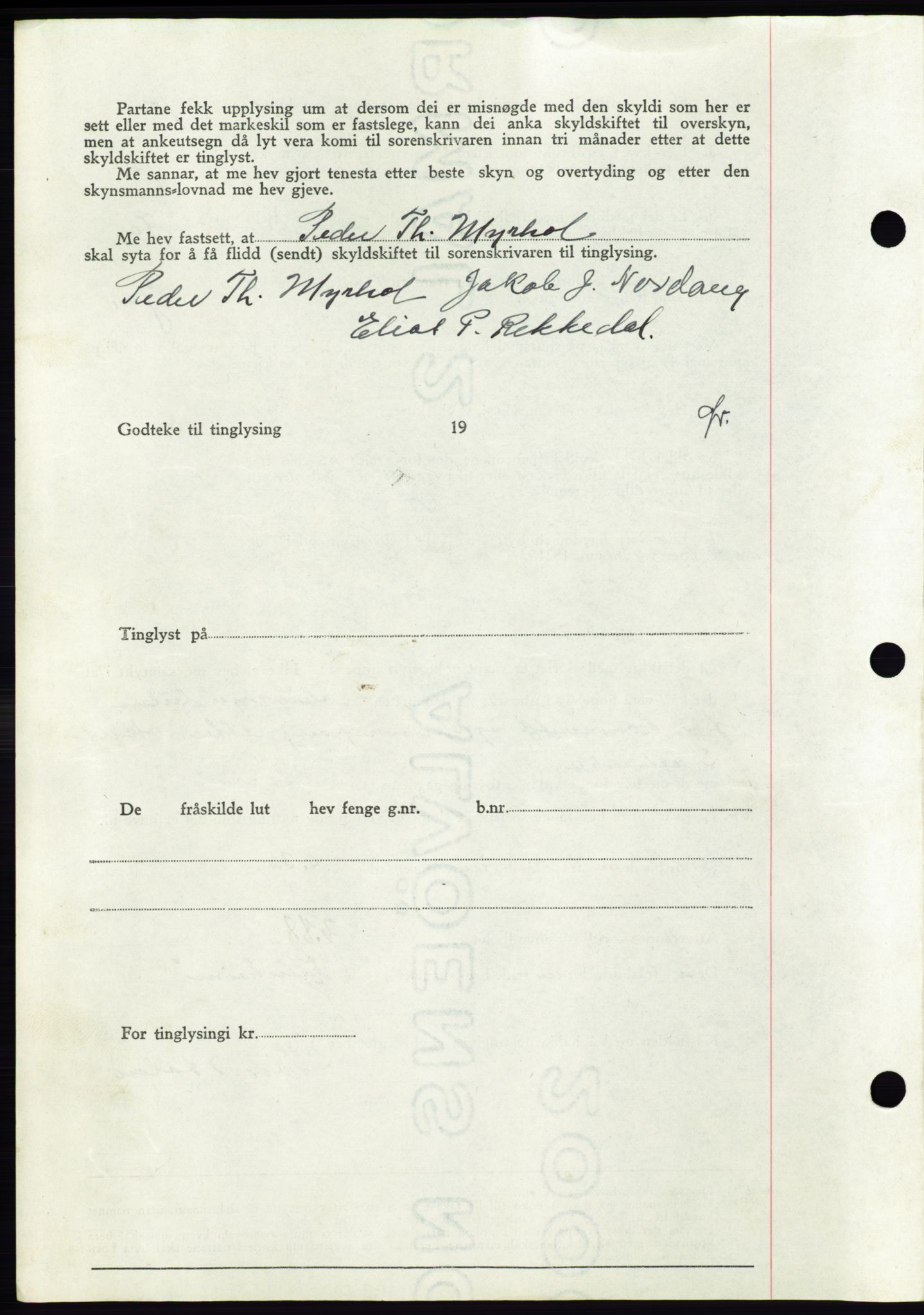 Søre Sunnmøre sorenskriveri, AV/SAT-A-4122/1/2/2C/L0070: Pantebok nr. 64, 1940-1941, Dagboknr: 431/1940