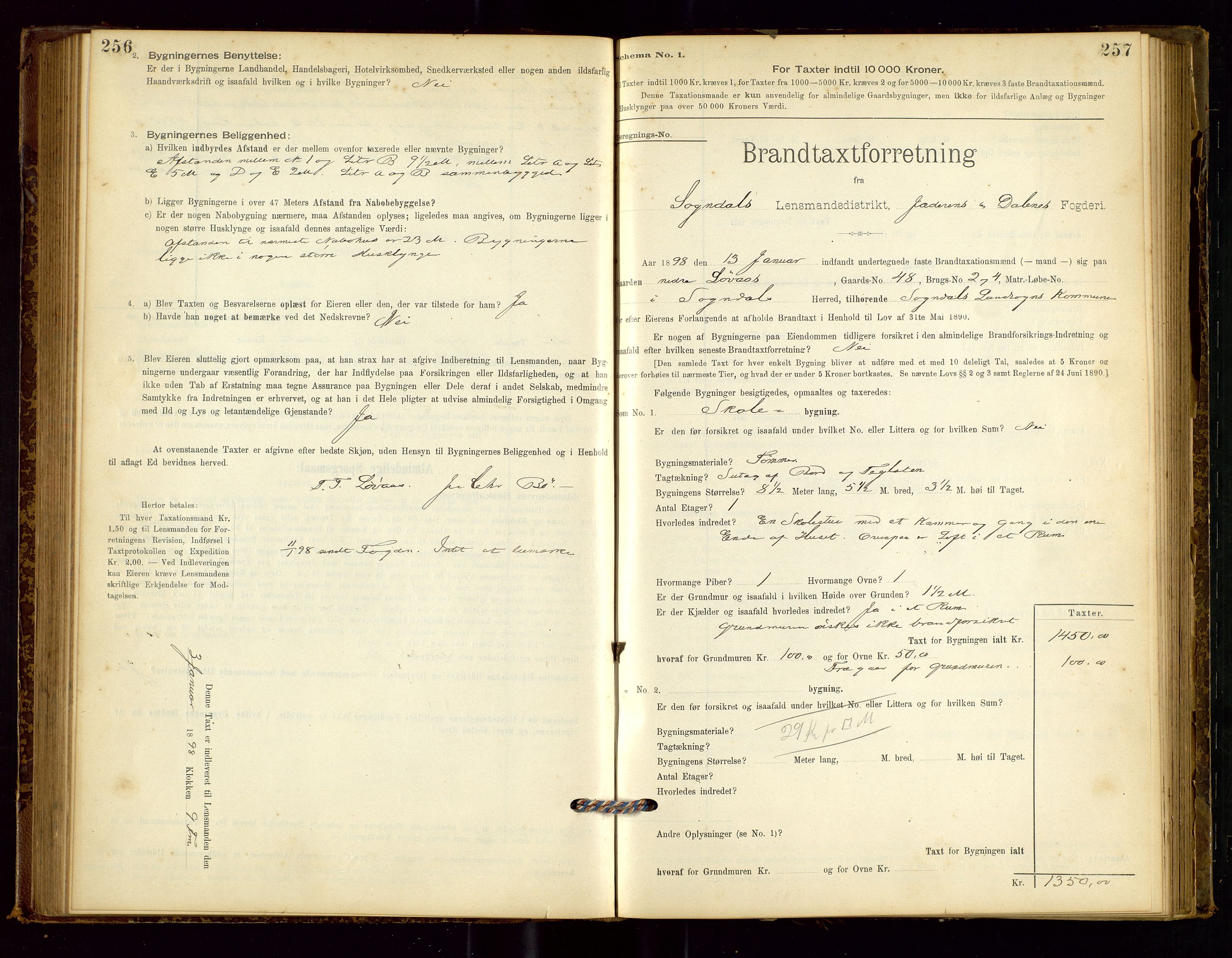 Sokndal lensmannskontor, SAST/A-100417/Gob/L0001: "Brandtaxt-Protokol", 1895-1902, s. 256-257