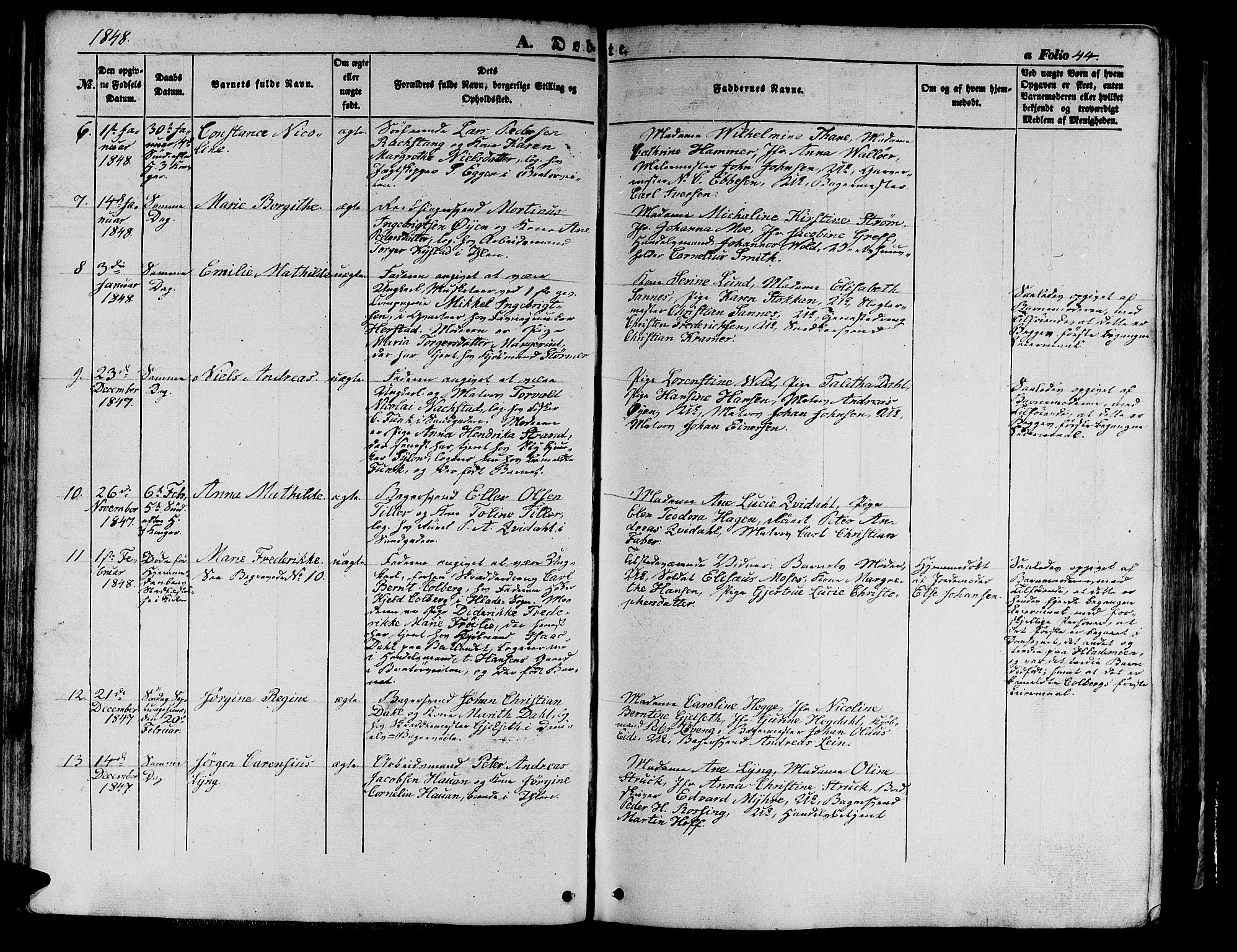 Ministerialprotokoller, klokkerbøker og fødselsregistre - Sør-Trøndelag, SAT/A-1456/602/L0137: Klokkerbok nr. 602C05, 1846-1856, s. 44