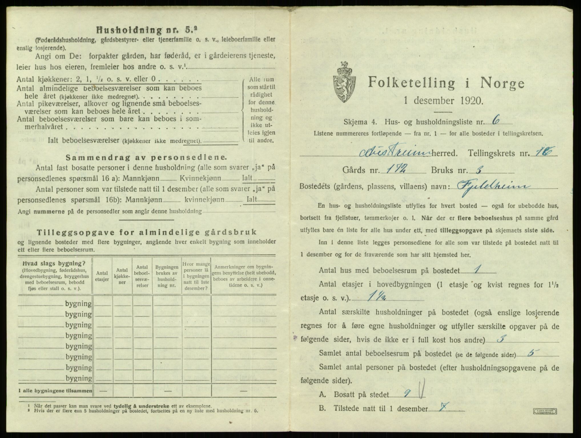 SAB, Folketelling 1920 for 1264 Austrheim herred, 1920, s. 730