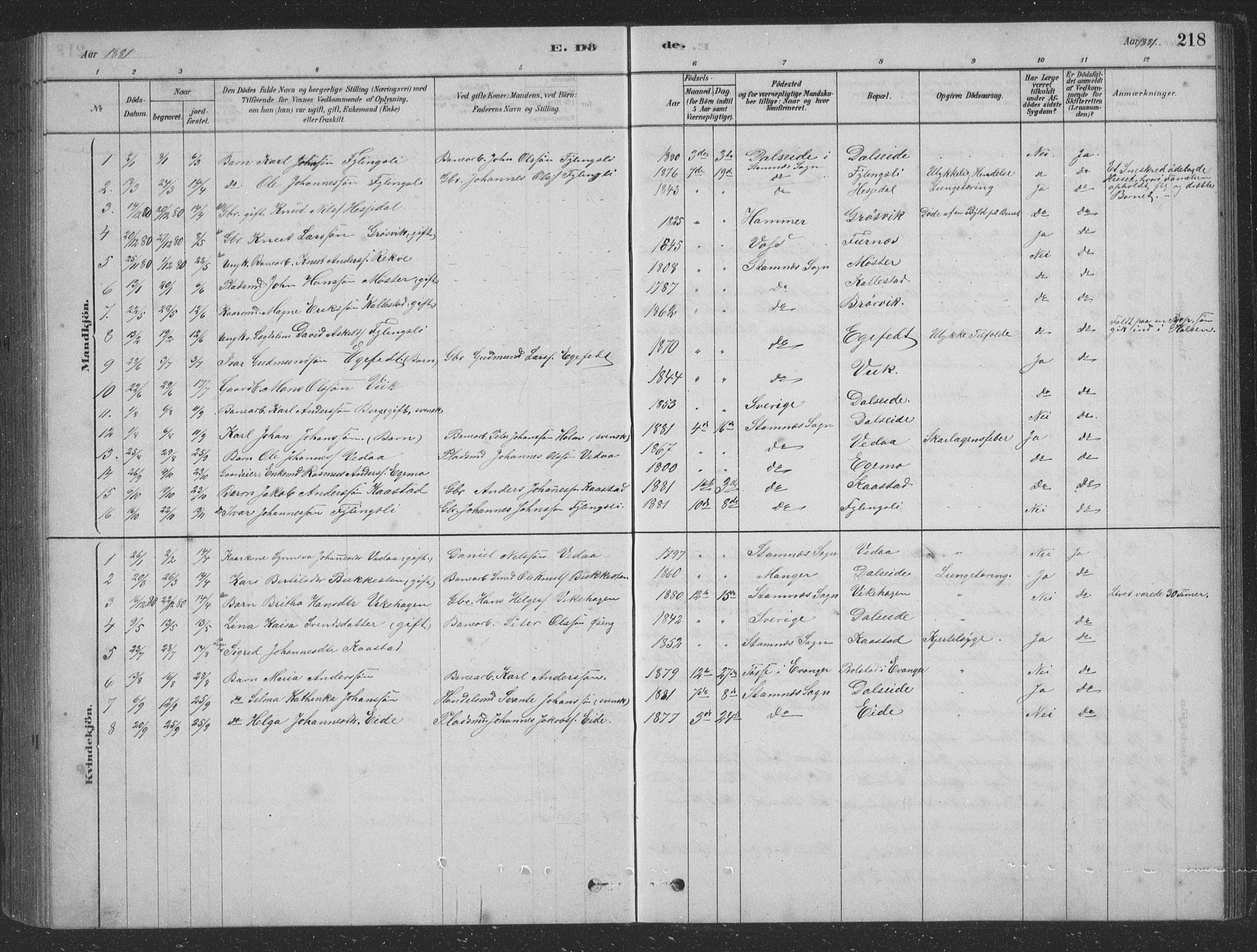 Vaksdal Sokneprestembete, AV/SAB-A-78901/H/Hab: Klokkerbok nr. D 1, 1878-1939, s. 218