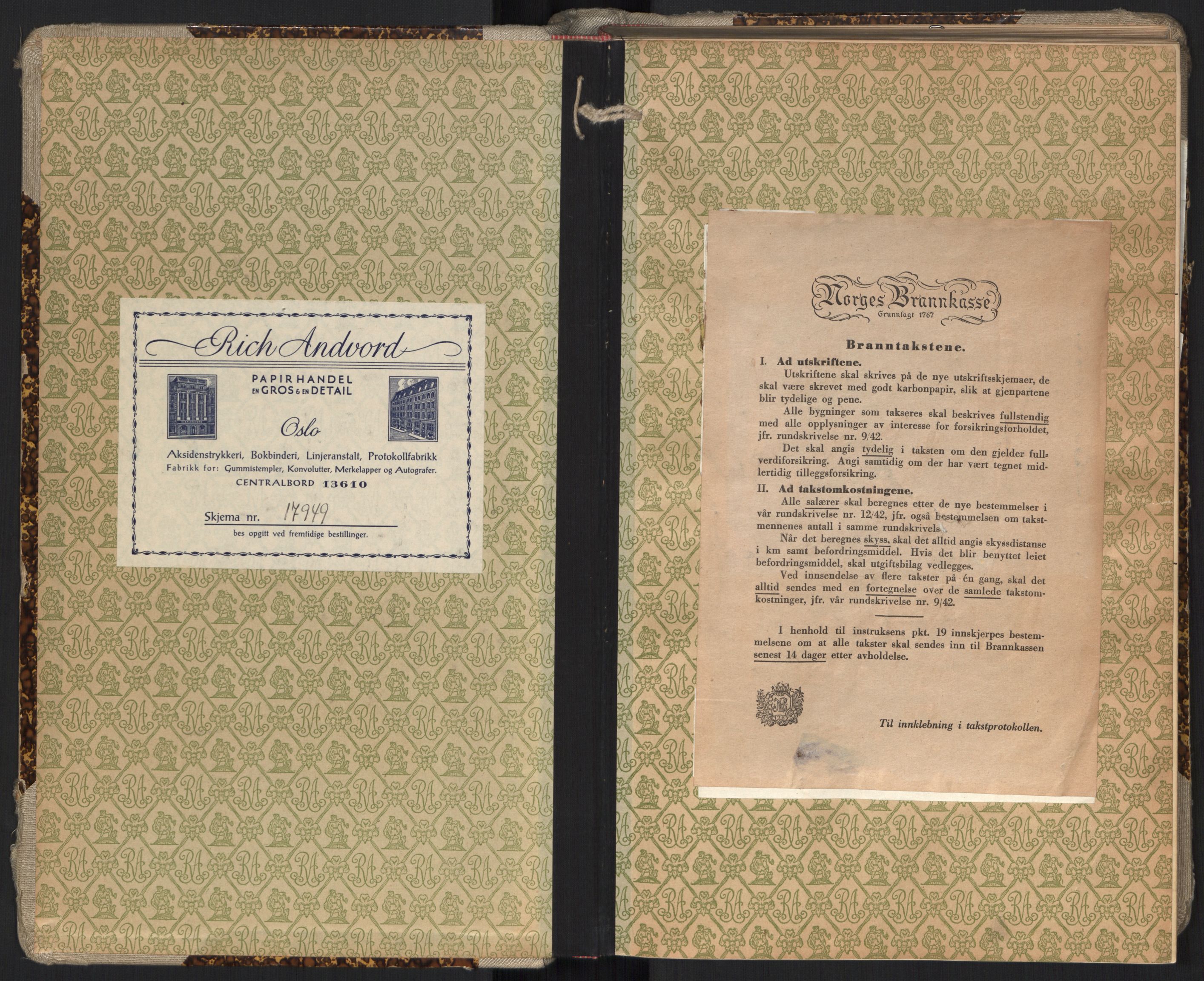 Norges brannkasse, branntakster Askim, AV/SAO-A-11359/F/Fa/L0005: Branntakstprotokoll, 1942-1946