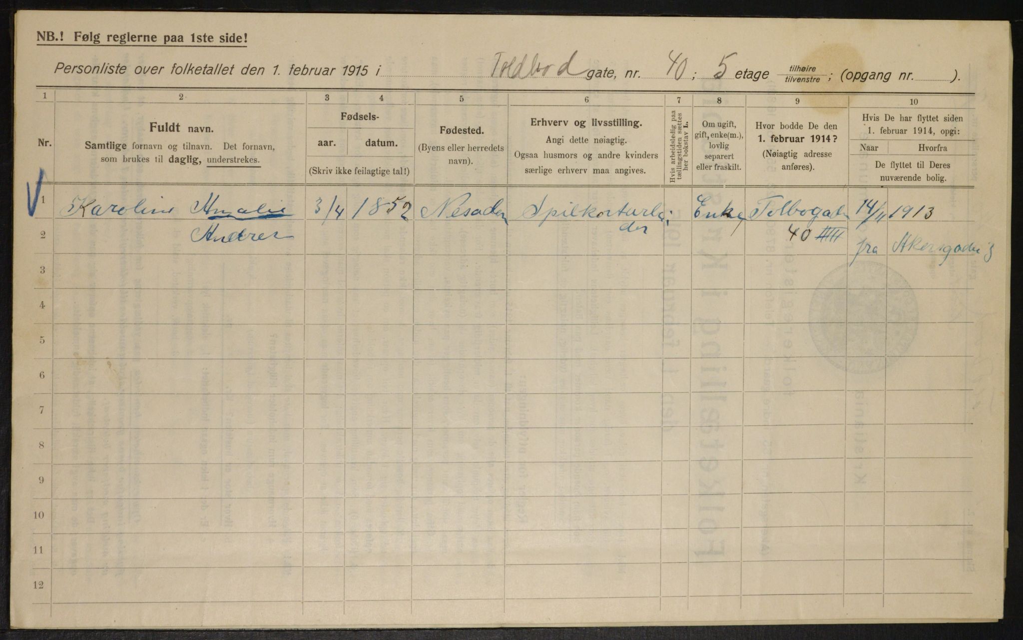 OBA, Kommunal folketelling 1.2.1915 for Kristiania, 1915, s. 113771