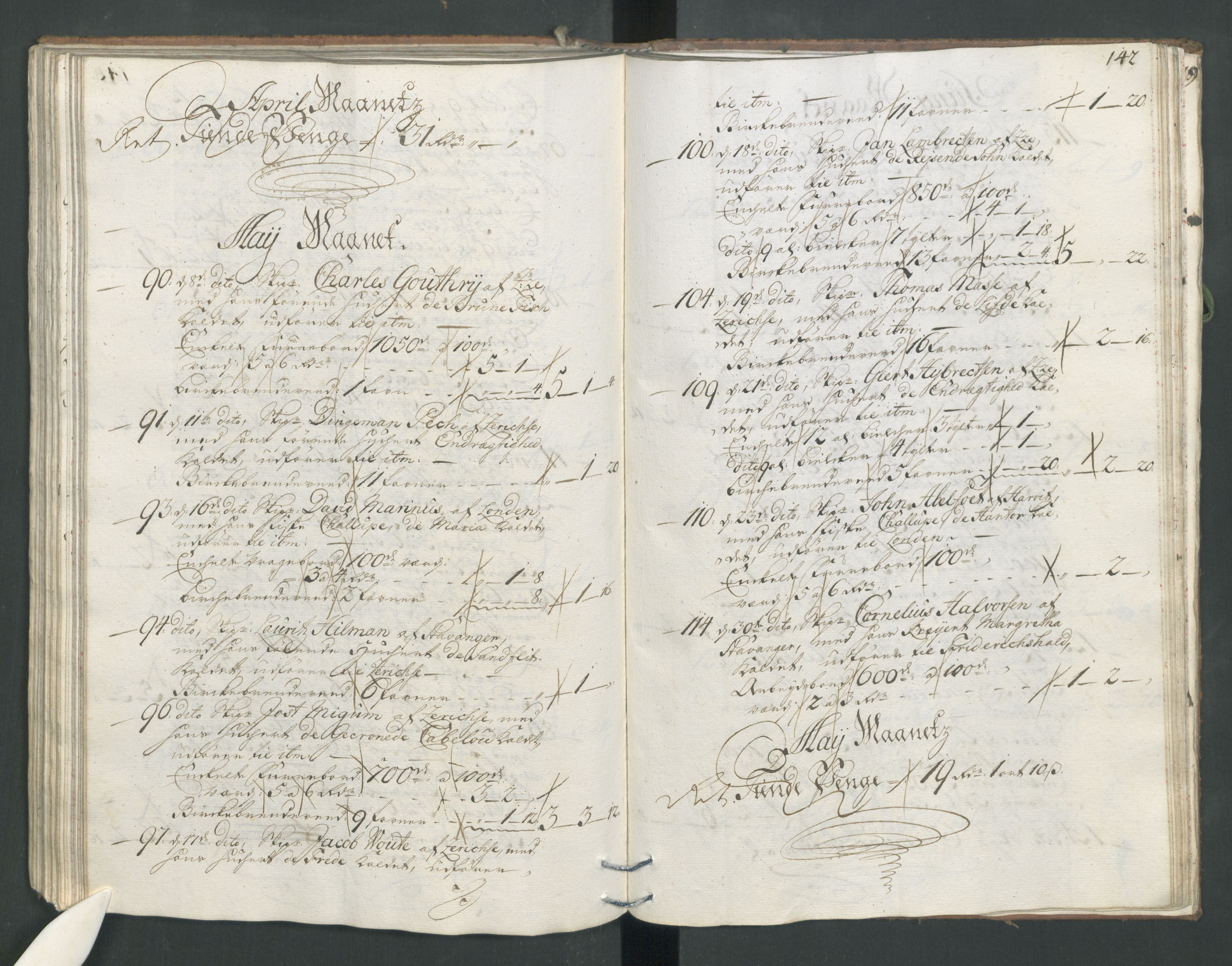 Generaltollkammeret, tollregnskaper, AV/RA-EA-5490/R22/L0011/0001: Tollregnskaper Stavanger / Hovedtollbok, 1731, s. 141b-142a