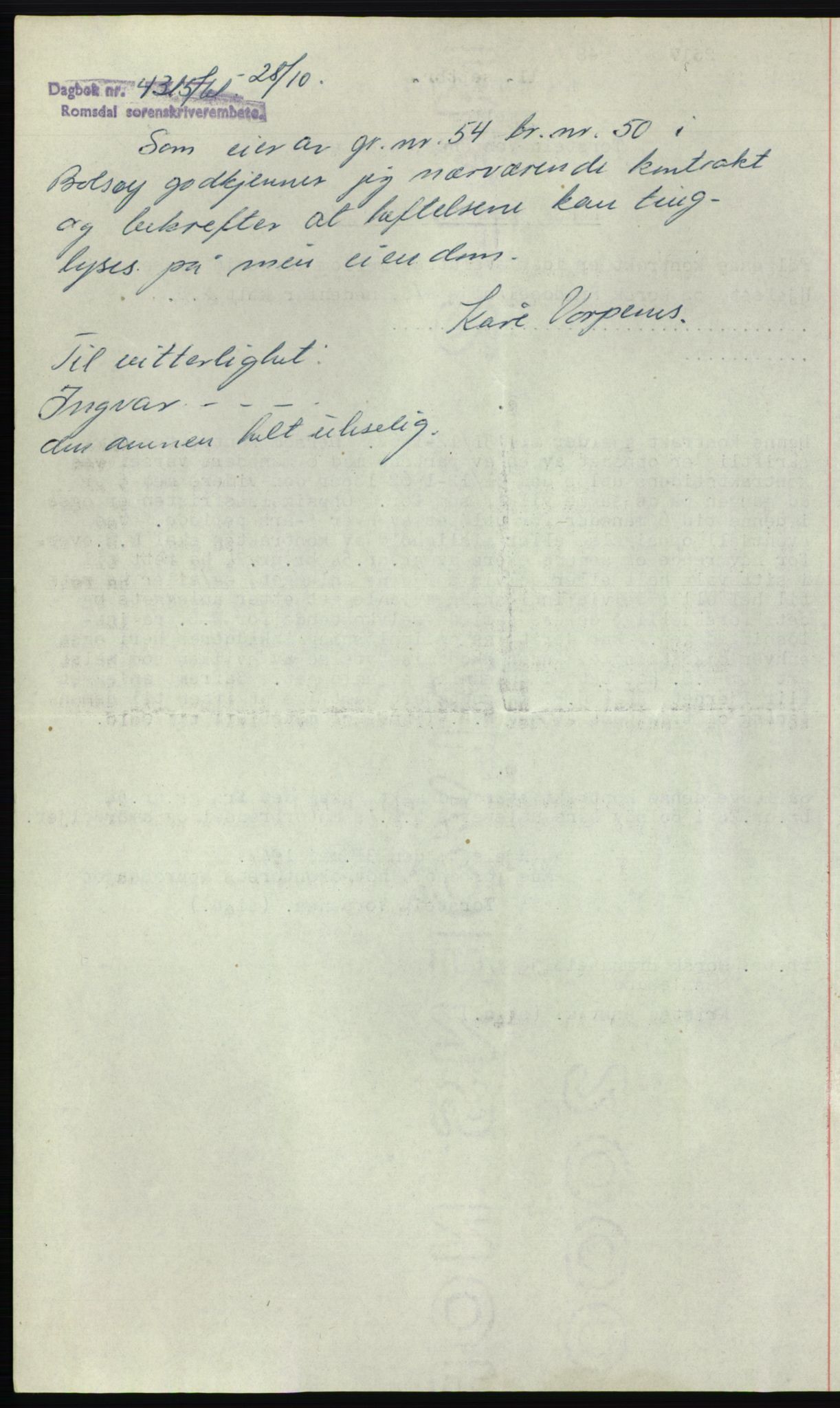Romsdal sorenskriveri, SAT/A-4149/1/2/2C: Pantebok nr. B4, 1948-1949, Dagboknr: 4315/1961