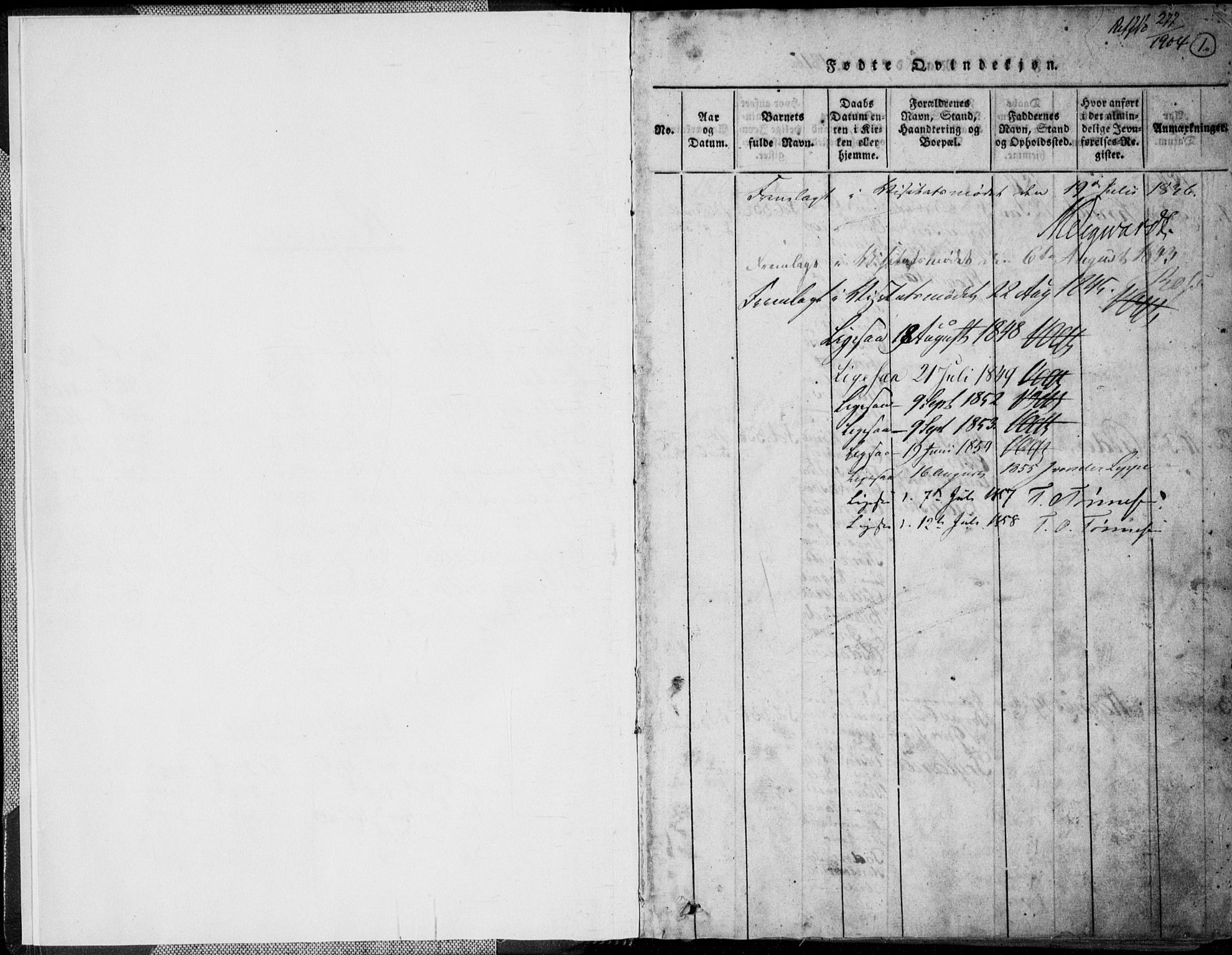 Nord-Audnedal sokneprestkontor, AV/SAK-1111-0032/F/Fb/Fbb/L0001: Klokkerbok nr. B 1, 1816-1858, s. 1