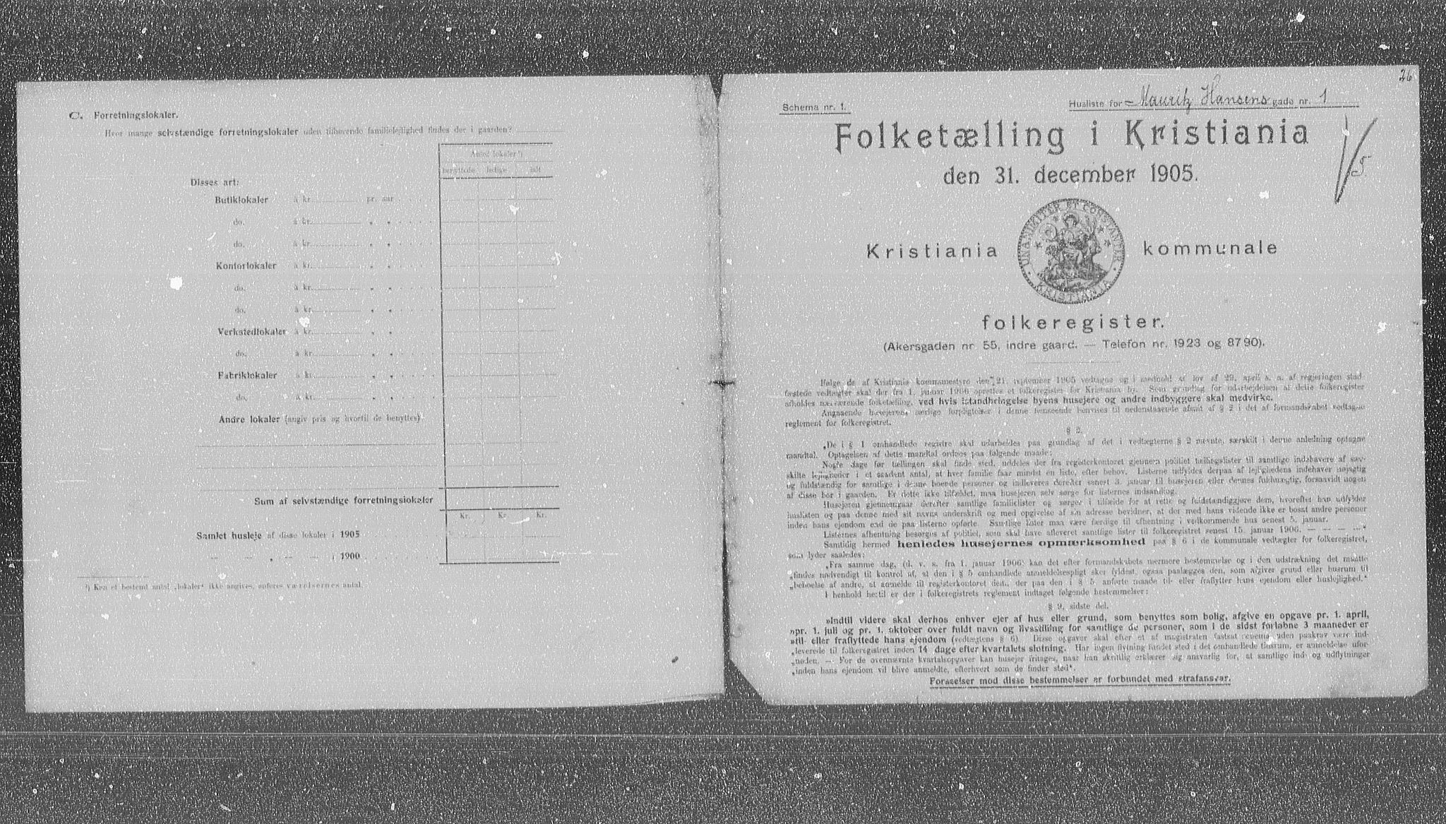OBA, Kommunal folketelling 31.12.1905 for Kristiania kjøpstad, 1905, s. 34045