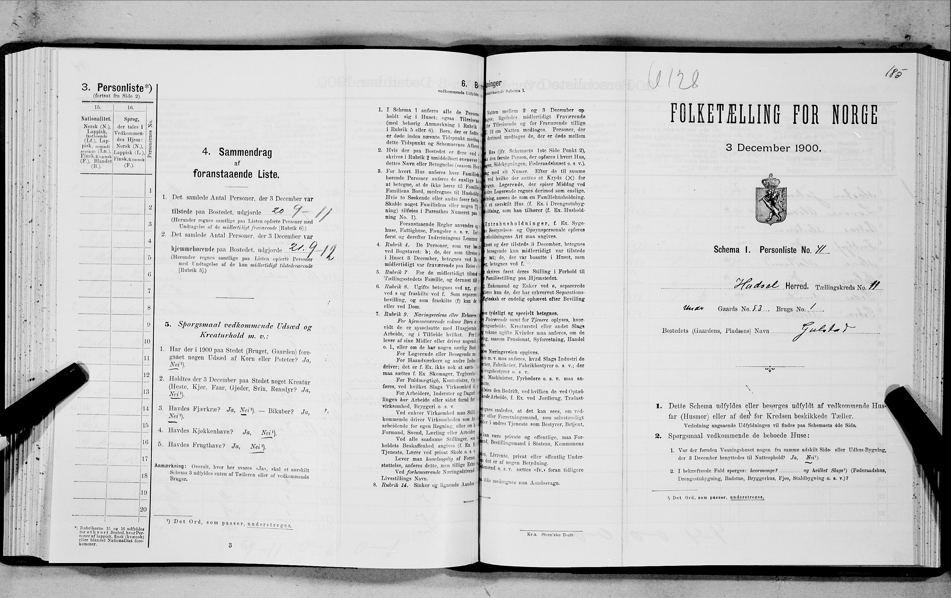 SAT, Folketelling 1900 for 1866 Hadsel herred, 1900, s. 995