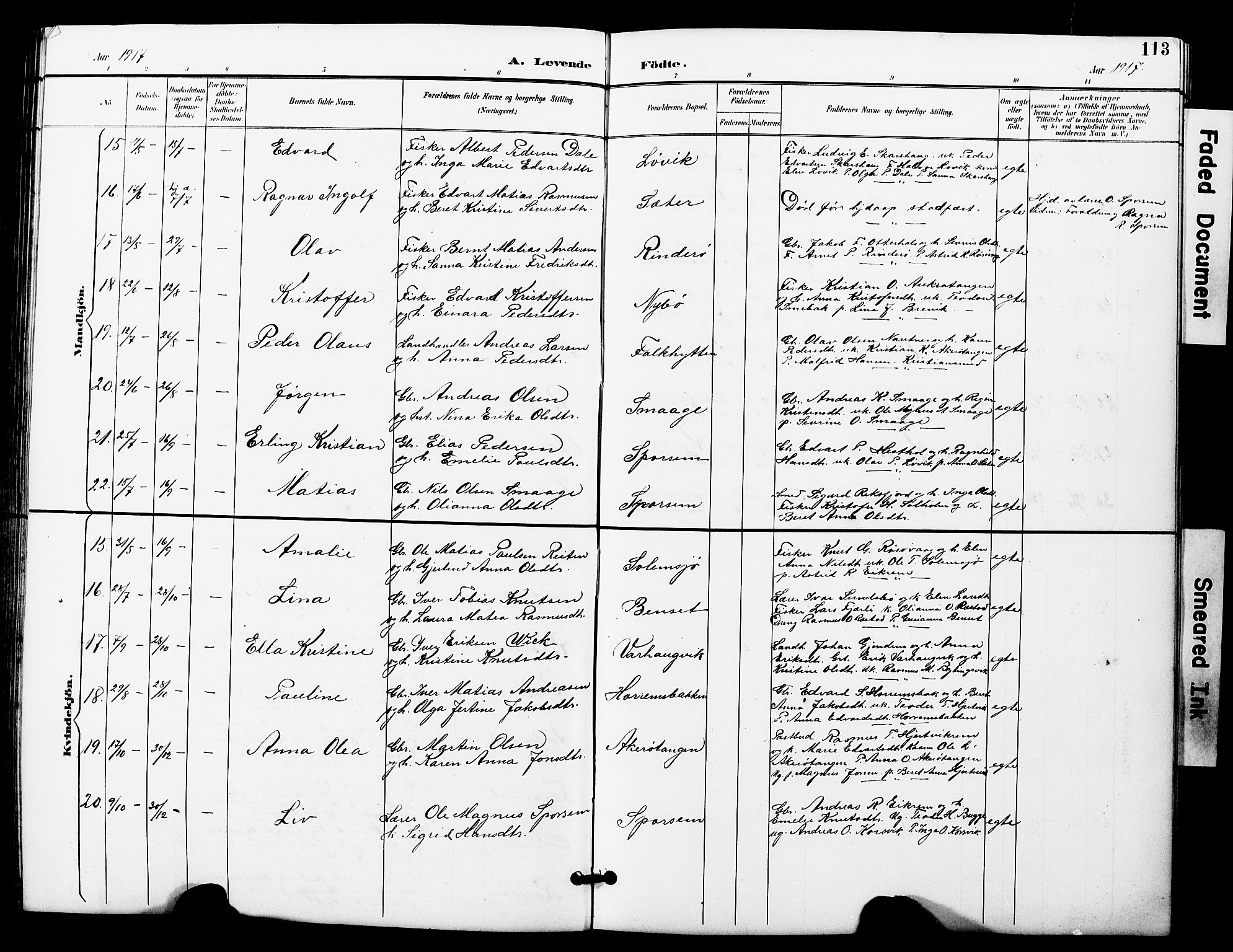 Ministerialprotokoller, klokkerbøker og fødselsregistre - Møre og Romsdal, AV/SAT-A-1454/560/L0725: Klokkerbok nr. 560C02, 1895-1930, s. 113