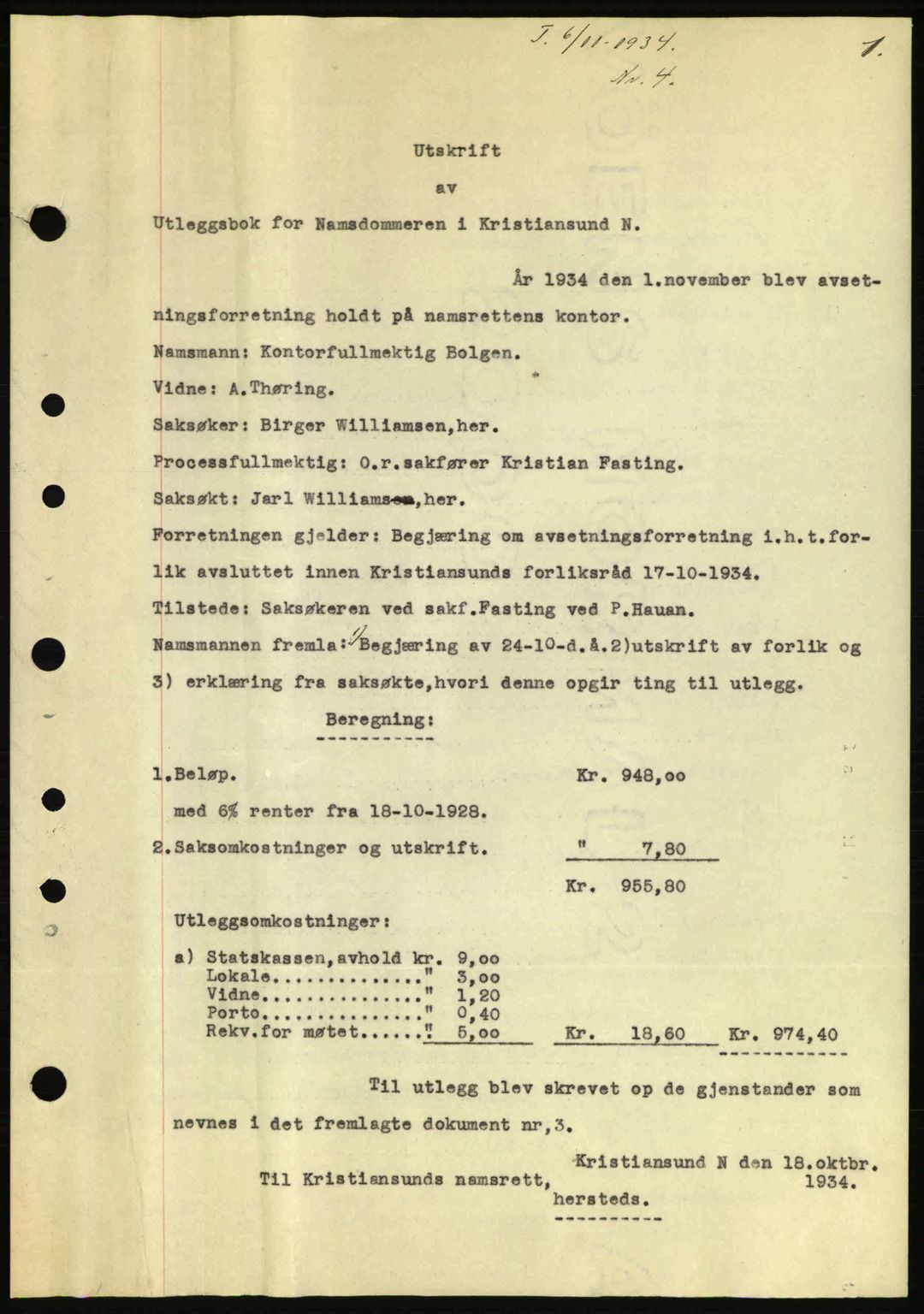 Kristiansund byfogd, SAT/A-4587/A/27: Pantebok nr. 28, 1934-1936, Tingl.dato: 06.11.1934