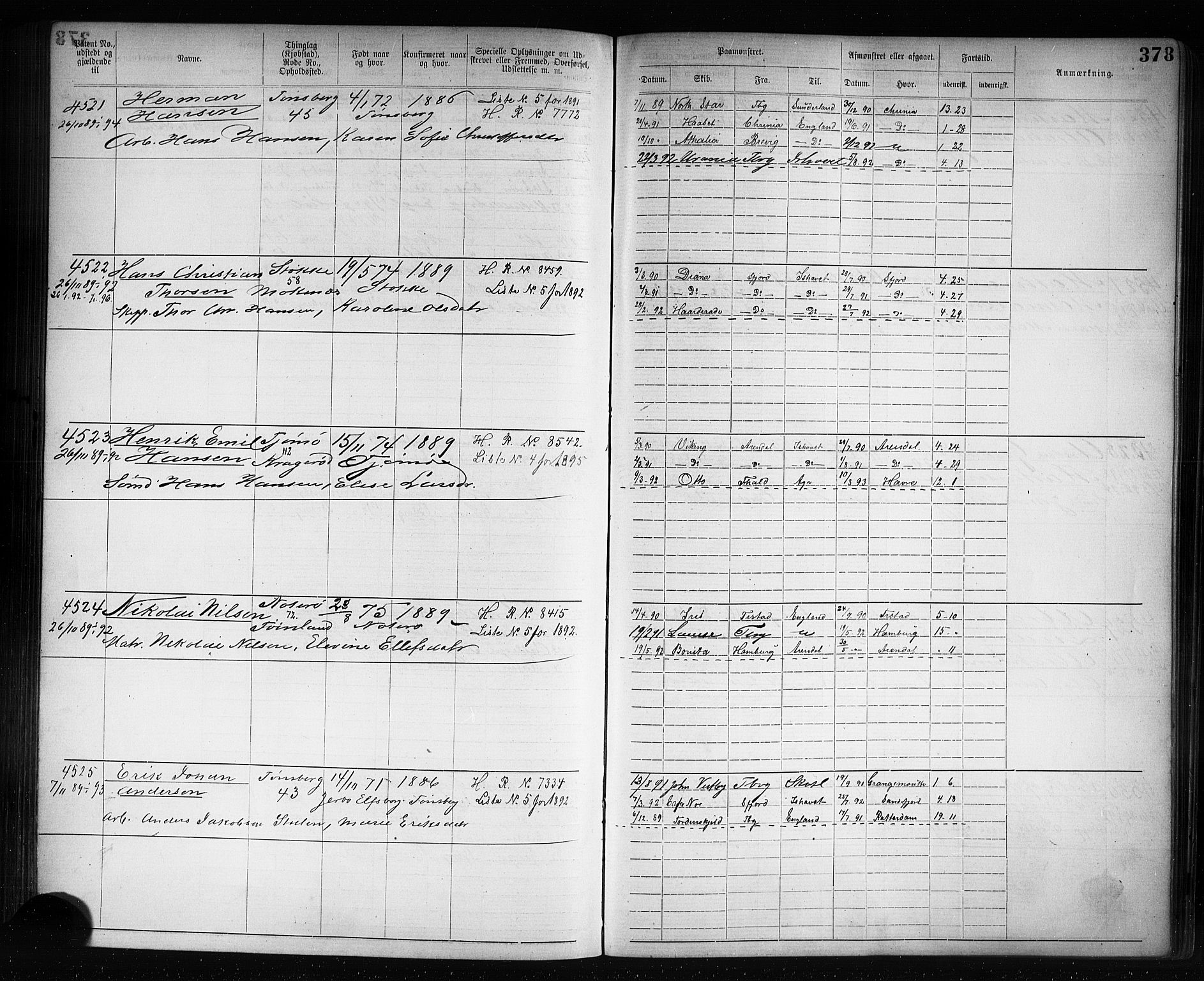 Tønsberg innrulleringskontor, AV/SAKO-A-786/F/Fb/L0007: Annotasjonsrulle Patent nr. 2636-5150, 1881-1892, s. 379