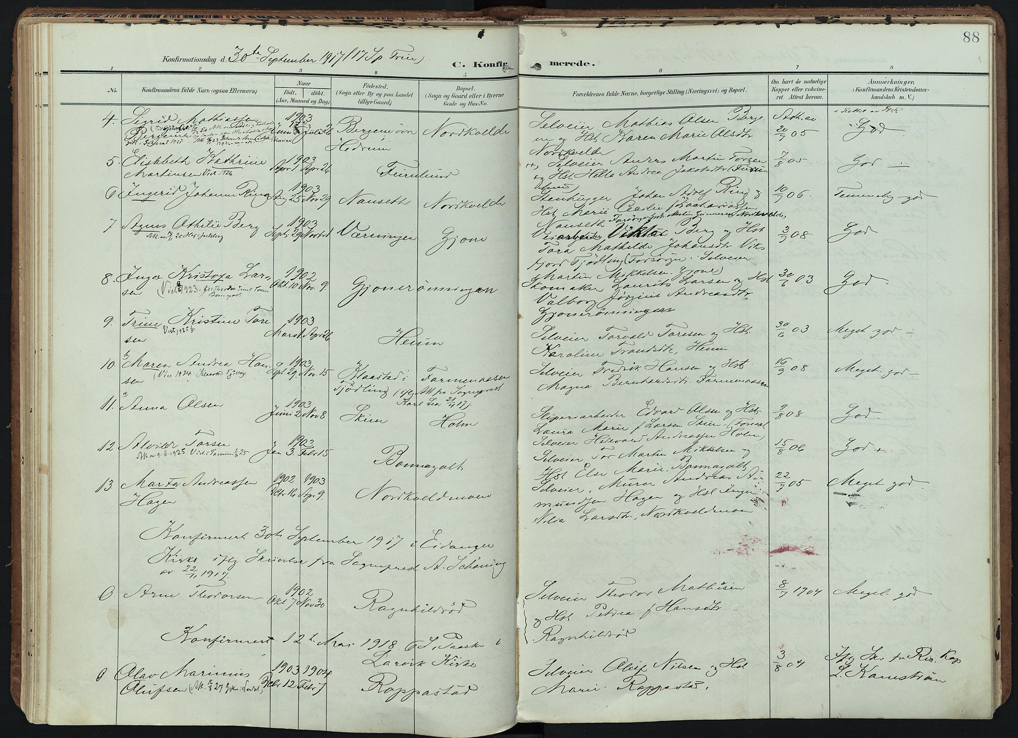 Hedrum kirkebøker, AV/SAKO-A-344/F/Fb/L0002: Ministerialbok nr. II 2, 1906-1924, s. 88