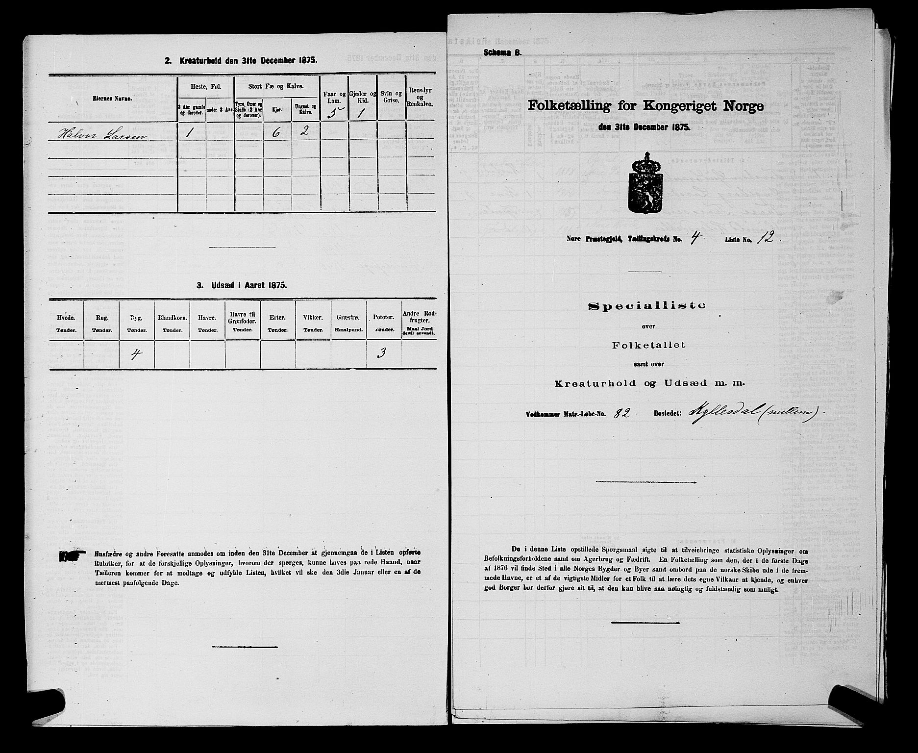 SAKO, Folketelling 1875 for 0633P Nore prestegjeld, 1875, s. 596