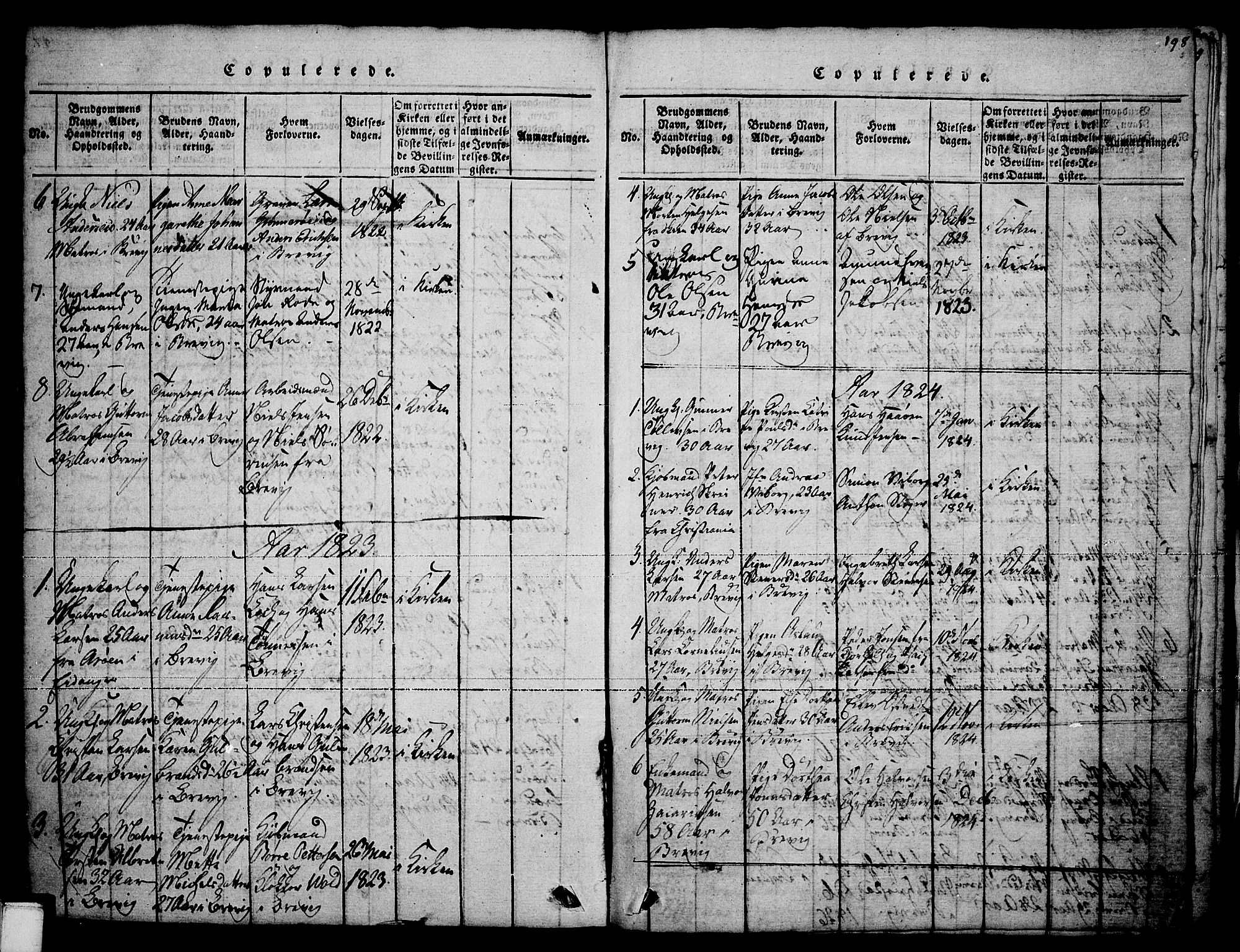 Brevik kirkebøker, AV/SAKO-A-255/F/Fa/L0004: Ministerialbok nr. 4, 1814-1846, s. 198