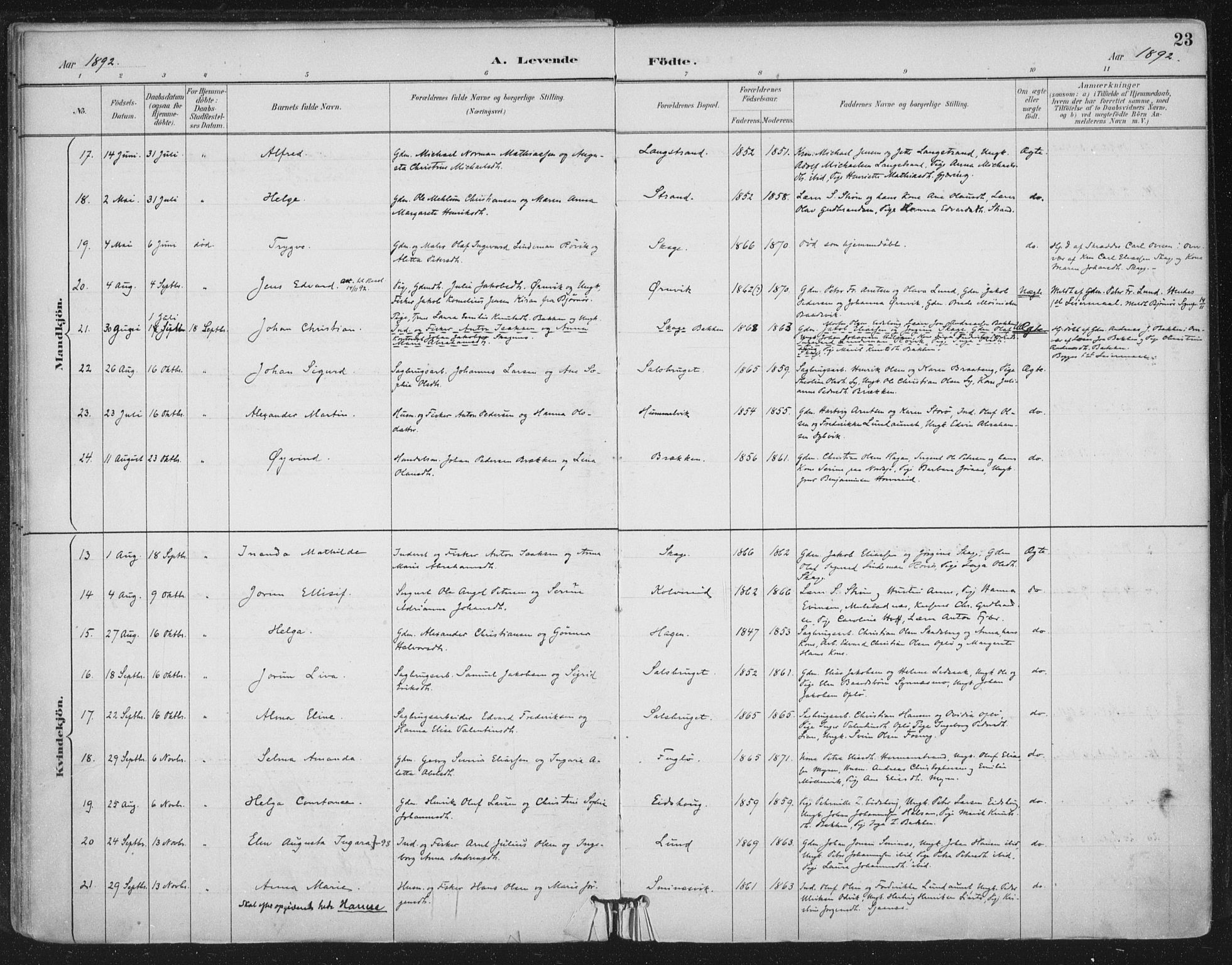 Ministerialprotokoller, klokkerbøker og fødselsregistre - Nord-Trøndelag, SAT/A-1458/780/L0644: Ministerialbok nr. 780A08, 1886-1903, s. 23