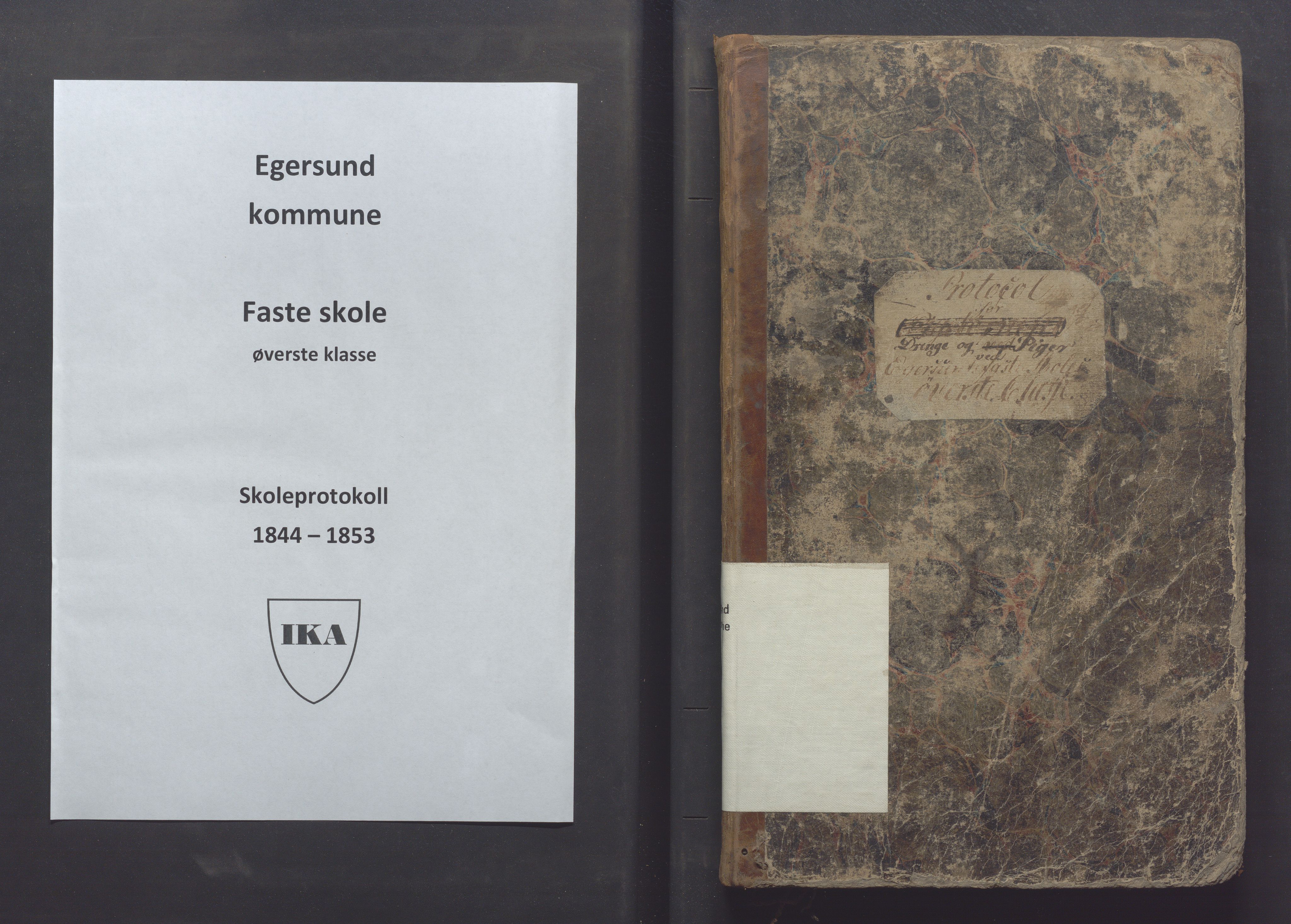 Egersund kommune (Ladested) - Egersund almueskole/folkeskole, IKAR/K-100521/H/L0003: Skoleprotokoll - Faste skole, øverste klasse, 1844-1853