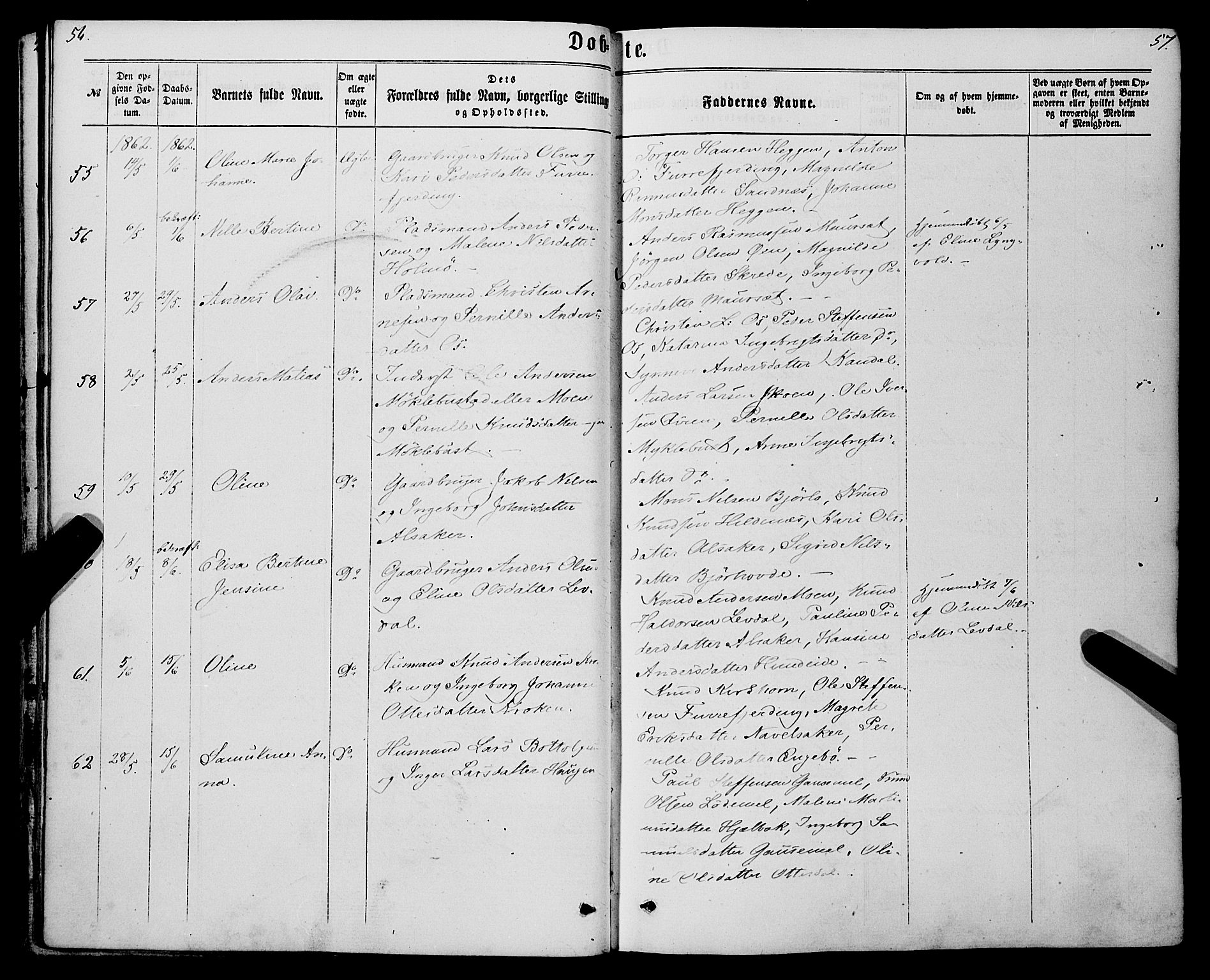 Eid sokneprestembete, AV/SAB-A-82301/H/Haa/Haaa/L0009: Ministerialbok nr. A 9, 1861-1868, s. 56-57
