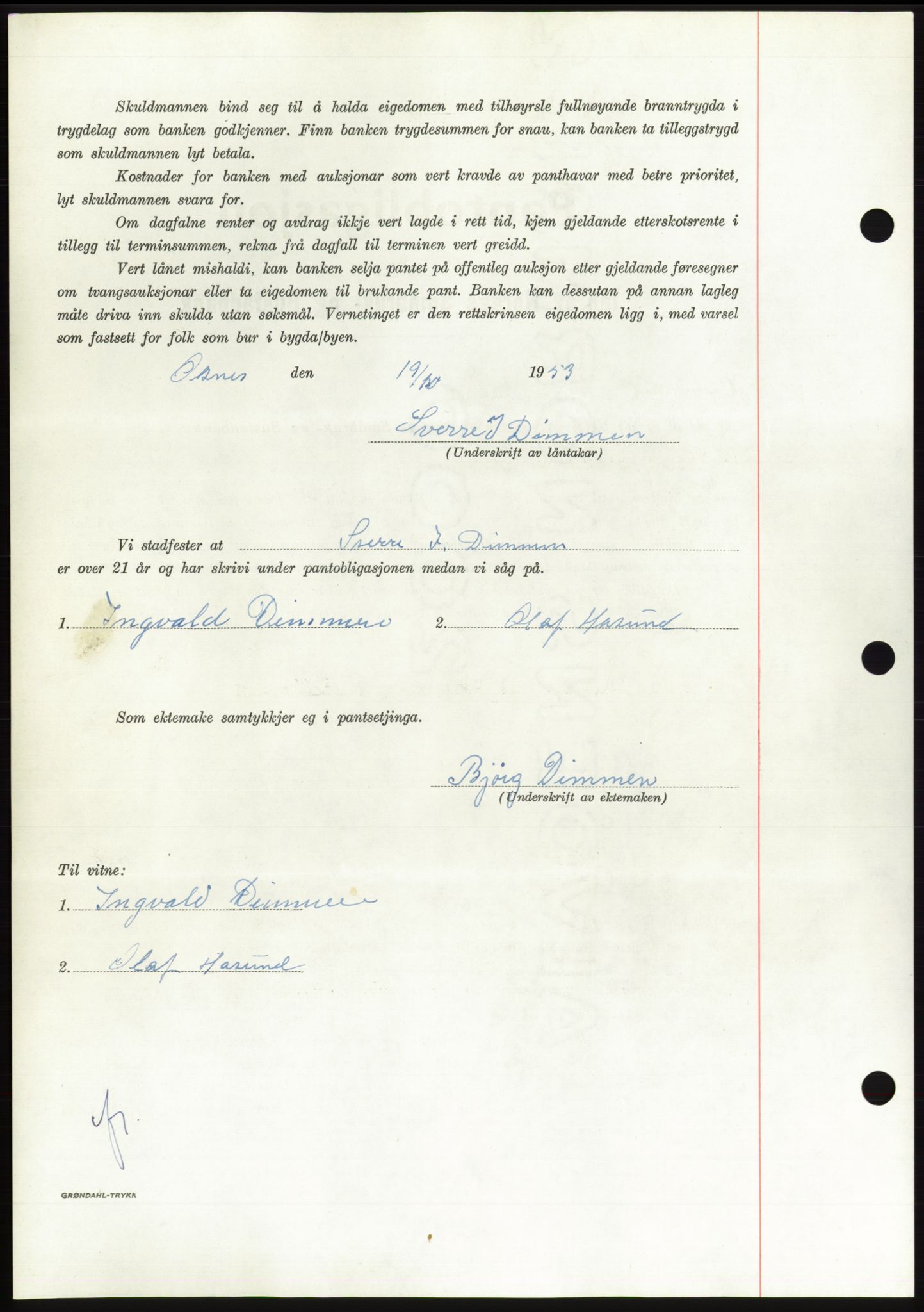 Søre Sunnmøre sorenskriveri, AV/SAT-A-4122/1/2/2C/L0124: Pantebok nr. 12B, 1953-1954, Dagboknr: 2603/1953