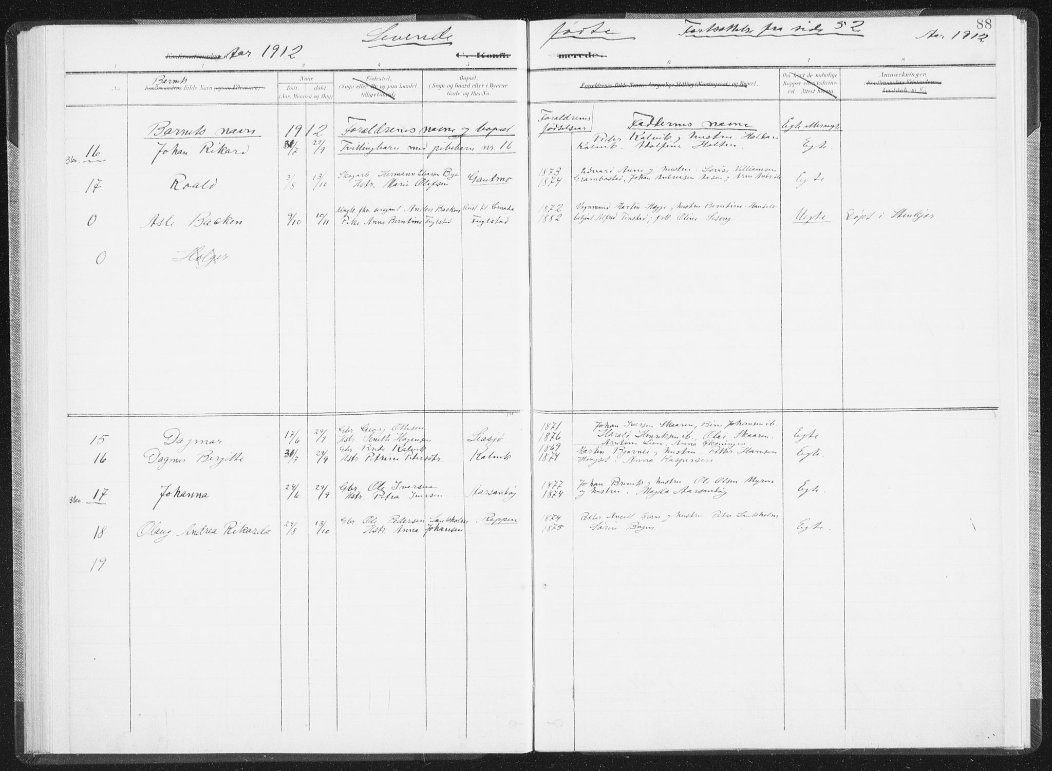 Ministerialprotokoller, klokkerbøker og fødselsregistre - Nordland, AV/SAT-A-1459/810/L0153: Ministerialbok nr. 810A12, 1899-1914, s. 88