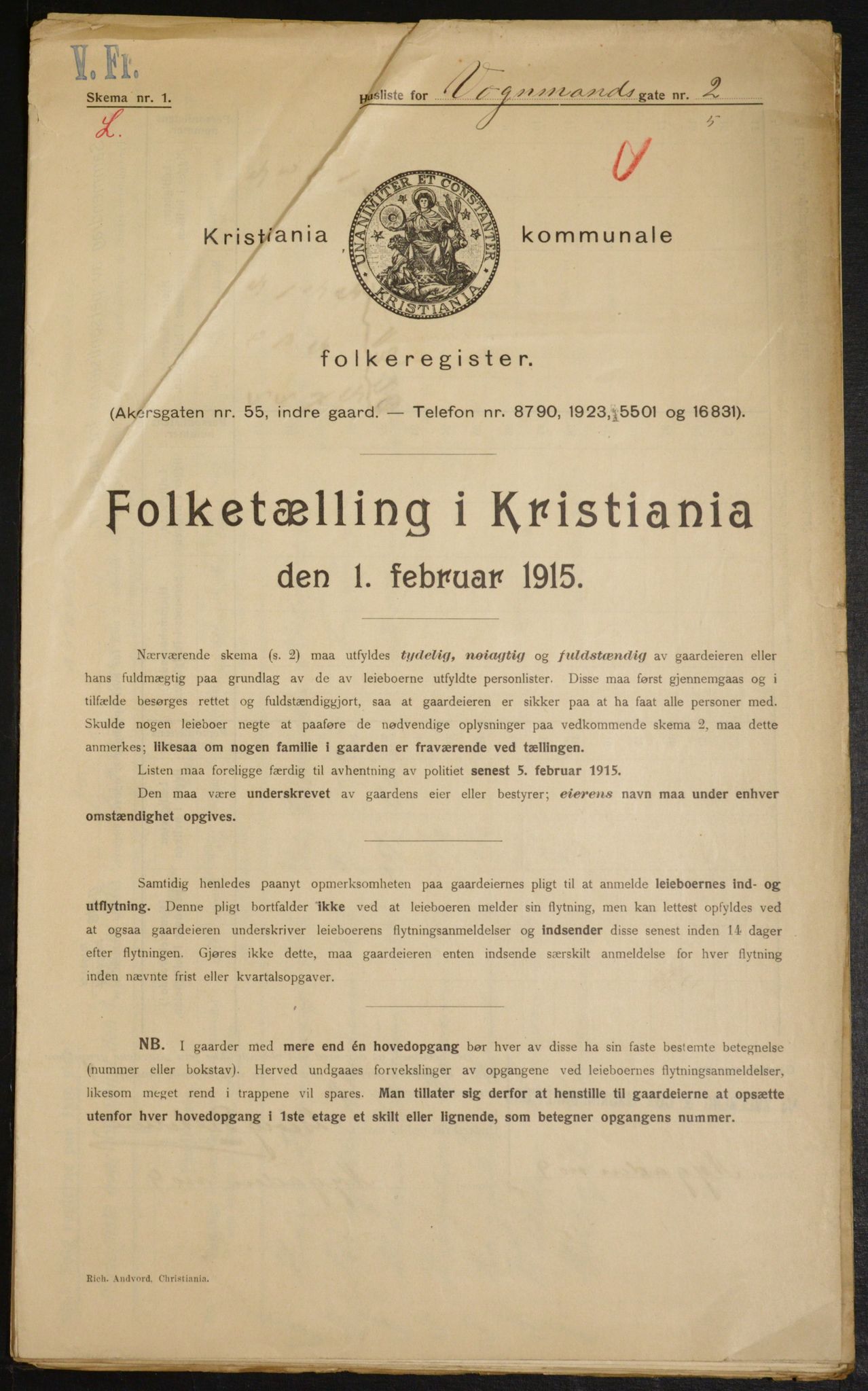 OBA, Kommunal folketelling 1.2.1915 for Kristiania, 1915, s. 124686