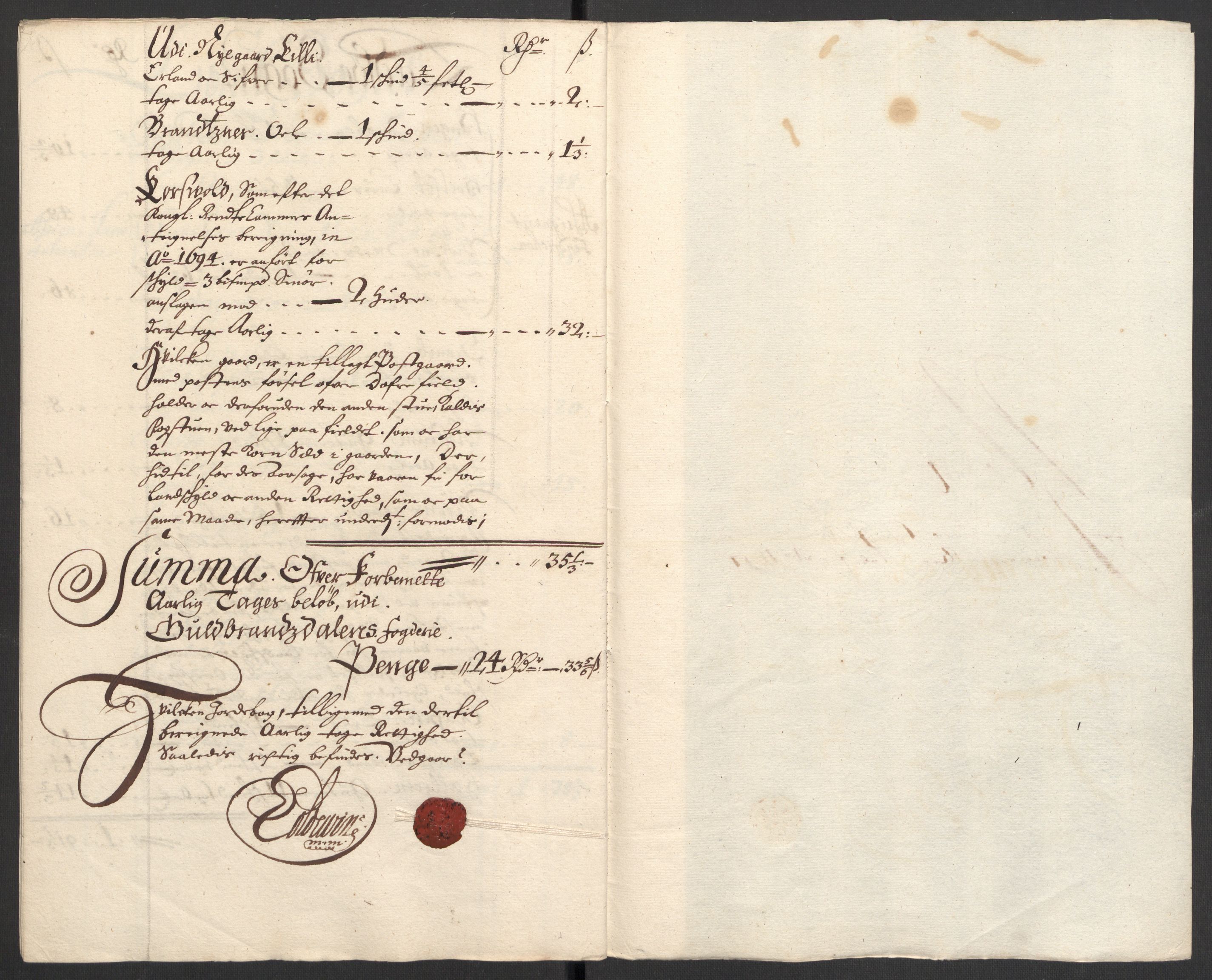 Rentekammeret inntil 1814, Reviderte regnskaper, Fogderegnskap, RA/EA-4092/R17/L1170: Fogderegnskap Gudbrandsdal, 1696-1697, s. 198