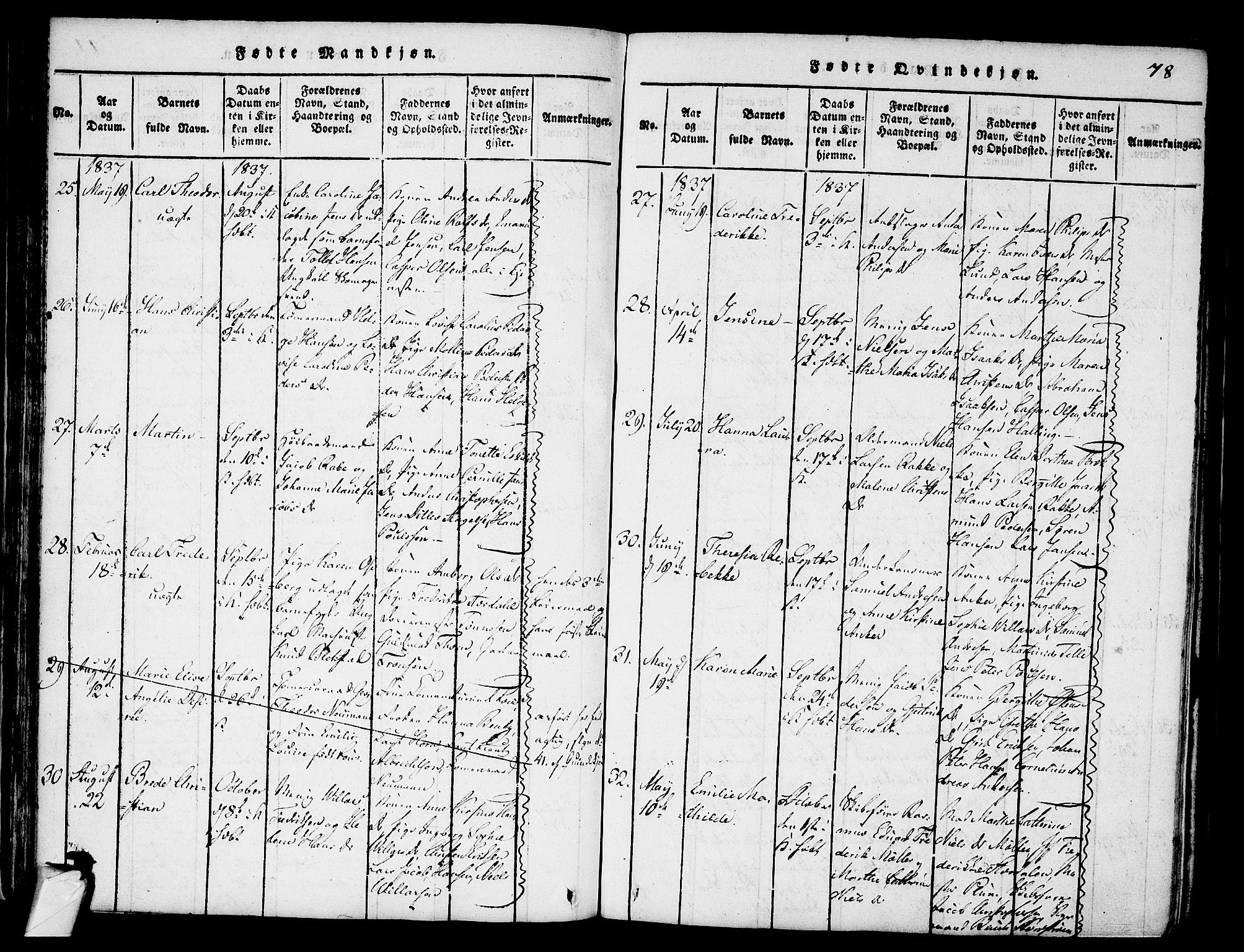 Stavern kirkebøker, AV/SAKO-A-318/F/Fa/L0006: Ministerialbok nr. 6, 1816-1839, s. 78
