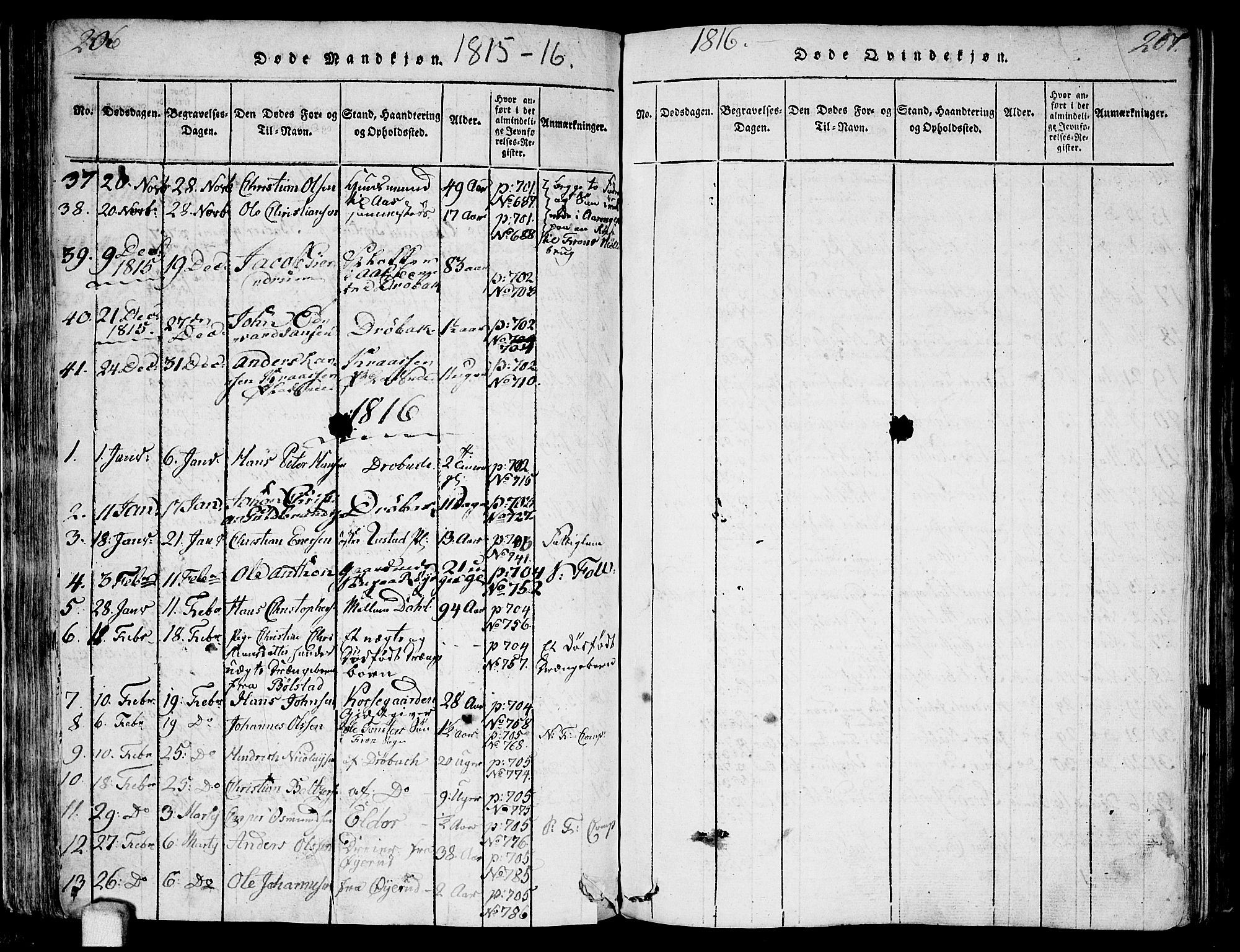 Ås prestekontor Kirkebøker, AV/SAO-A-10894/F/Fa/L0003: Ministerialbok nr. I 3, 1814-1818, s. 206-207