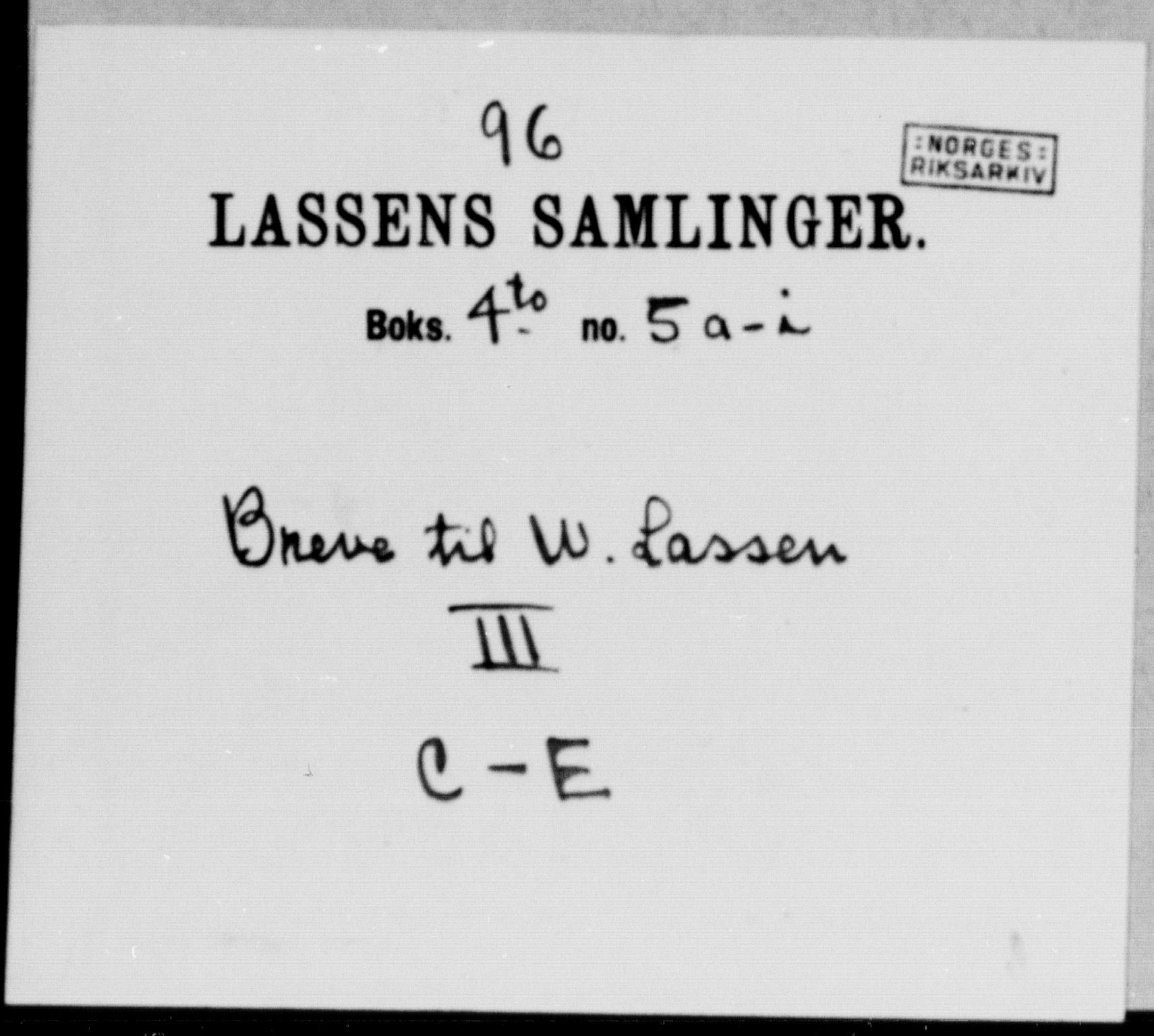 Lassens samlinger, RA/PA-0051/G, s. 1