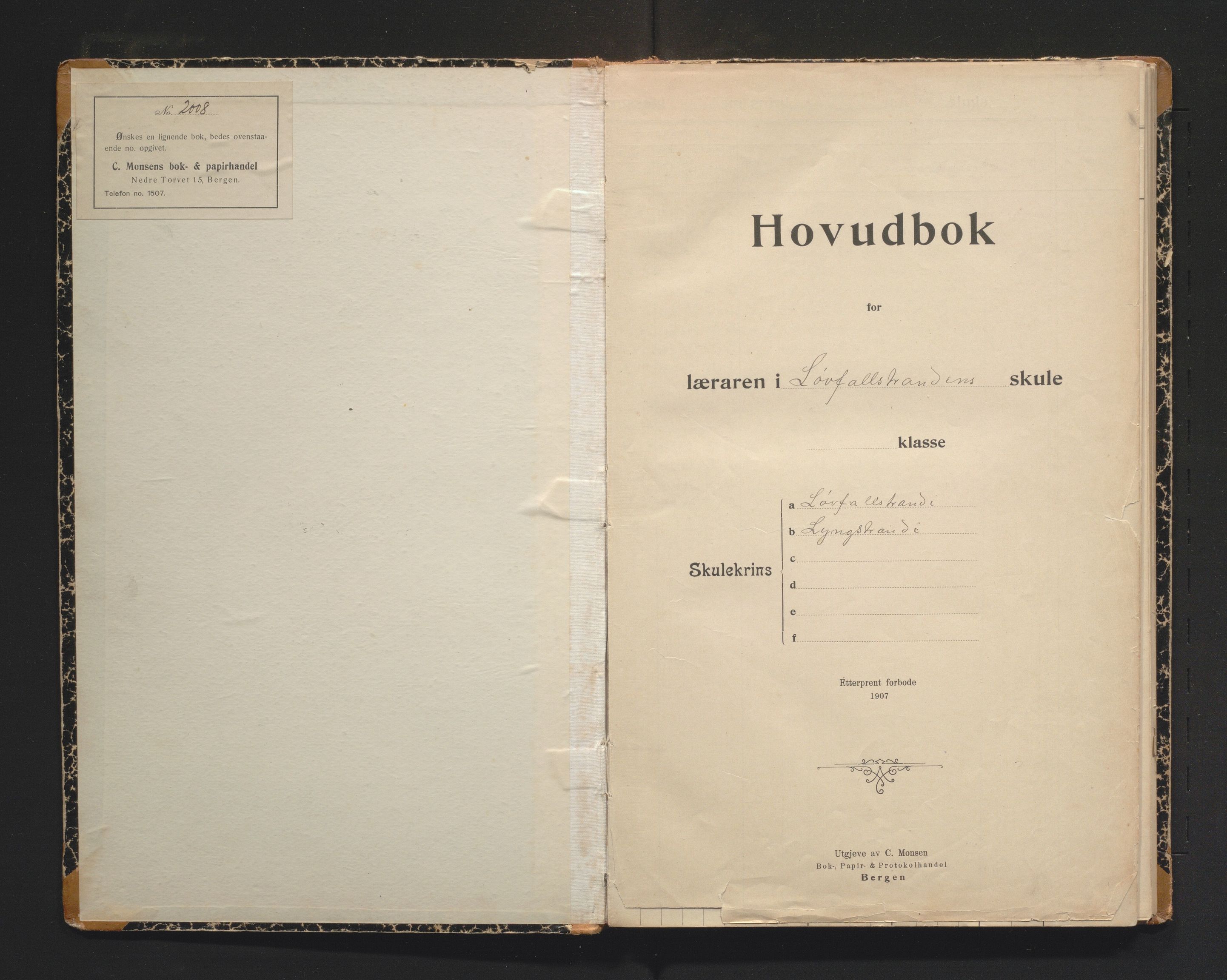 Kvinnherad kommune. Barneskulane, IKAH/1224-231/F/Fe/L0004: Skuleprotokoll for Løvfallstranden og Lyngstranden krinsar, 1911-1968