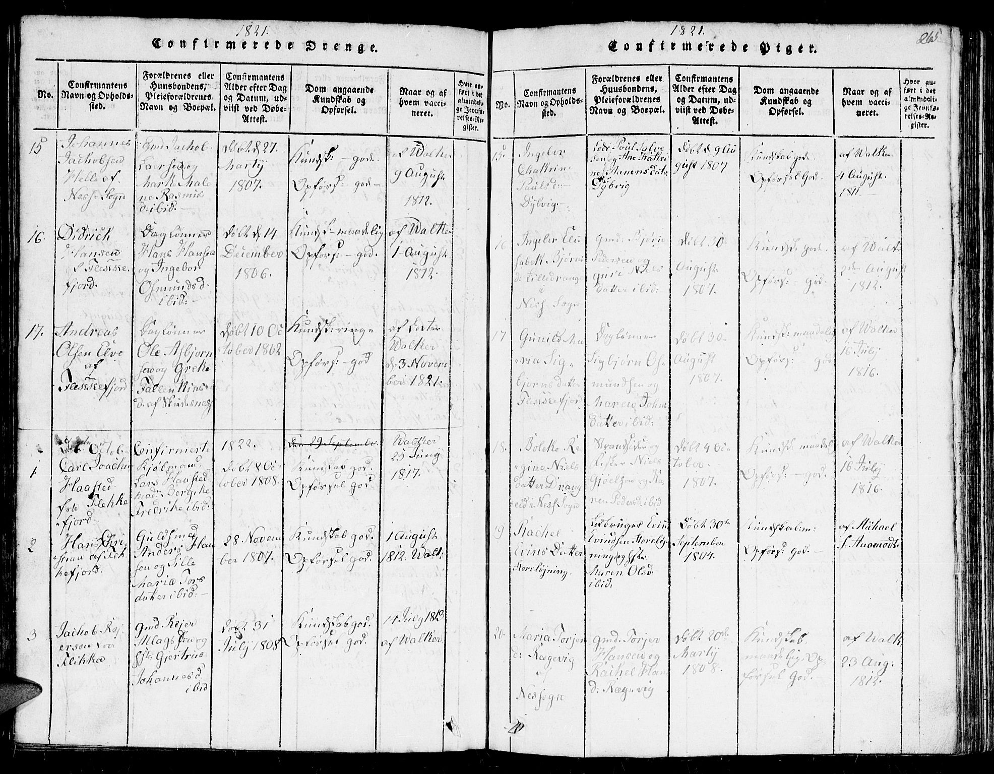 Flekkefjord sokneprestkontor, AV/SAK-1111-0012/F/Fb/Fbc/L0003: Klokkerbok nr. B 3, 1815-1826, s. 264