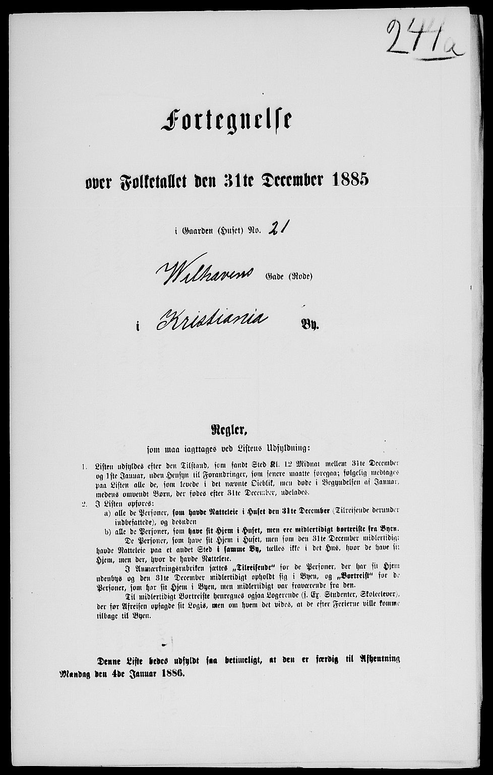 RA, Folketelling 1885 for 0301 Kristiania kjøpstad, 1885, s. 2195