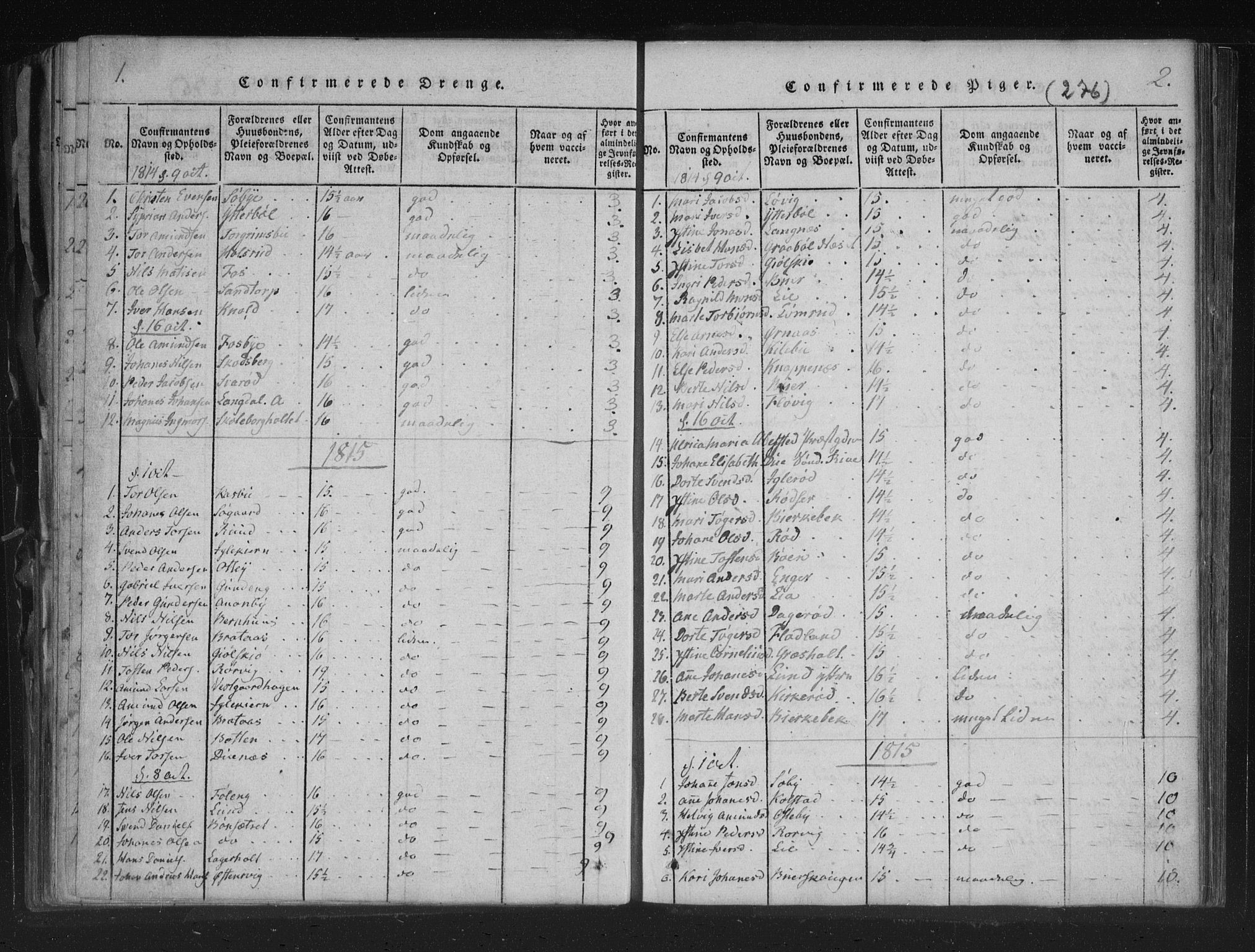 Aremark prestekontor Kirkebøker, SAO/A-10899/F/Fc/L0001: Ministerialbok nr. III 1, 1814-1834, s. 1-2