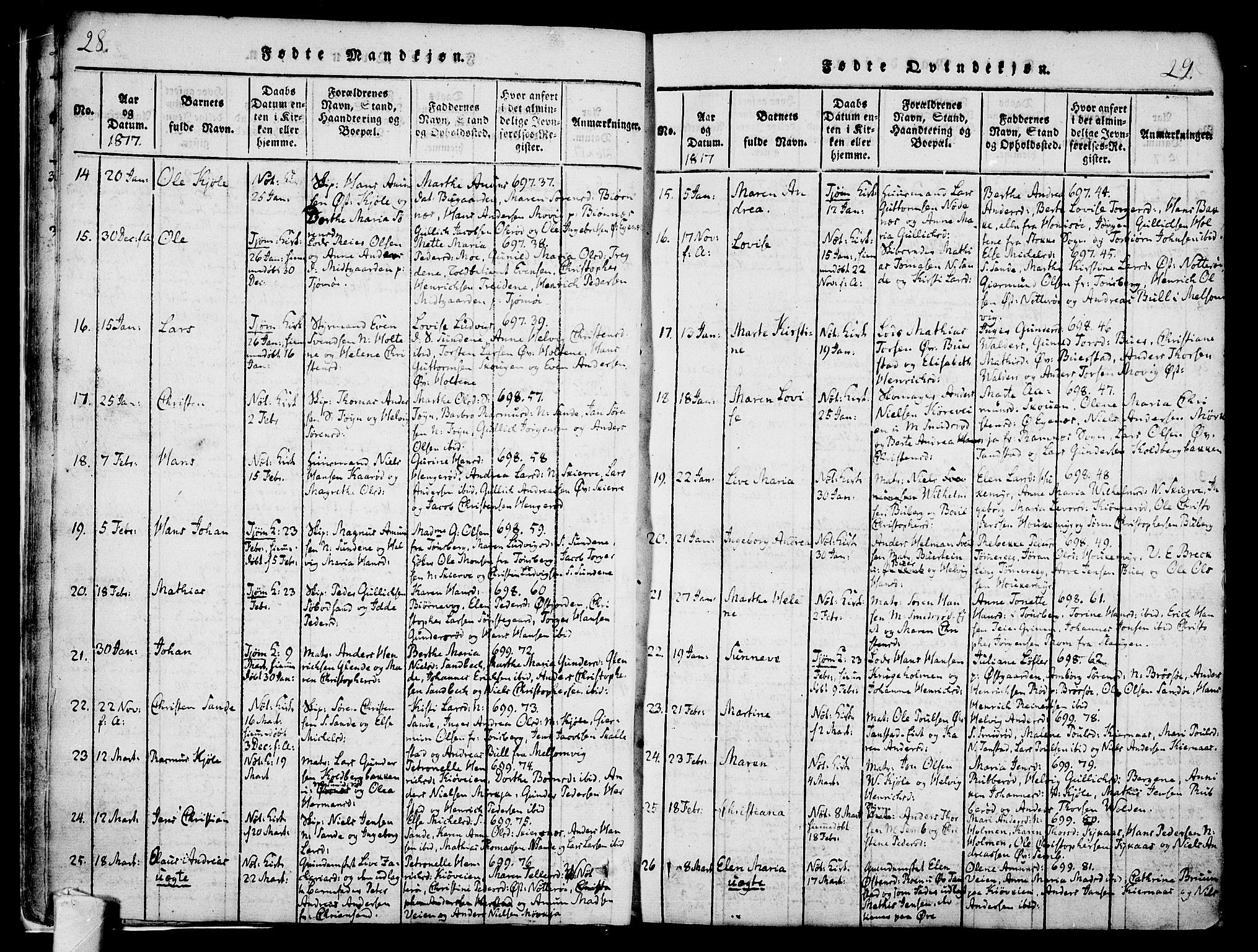 Nøtterøy kirkebøker, AV/SAKO-A-354/F/Fa/L0004: Ministerialbok nr. I 4, 1814-1838, s. 28-29