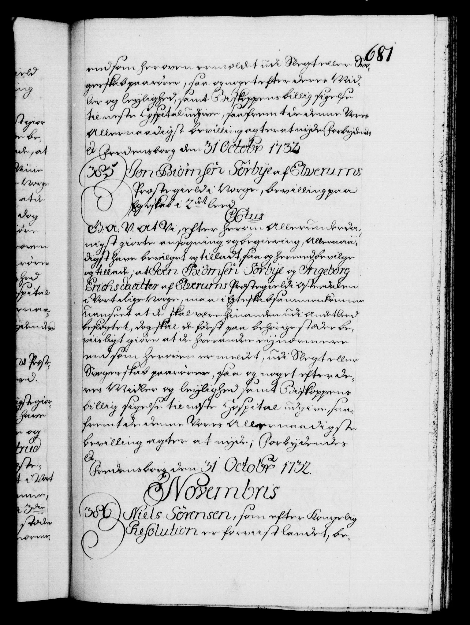 Danske Kanselli 1572-1799, RA/EA-3023/F/Fc/Fca/Fcaa/L0027: Norske registre, 1730-1732, s. 681a